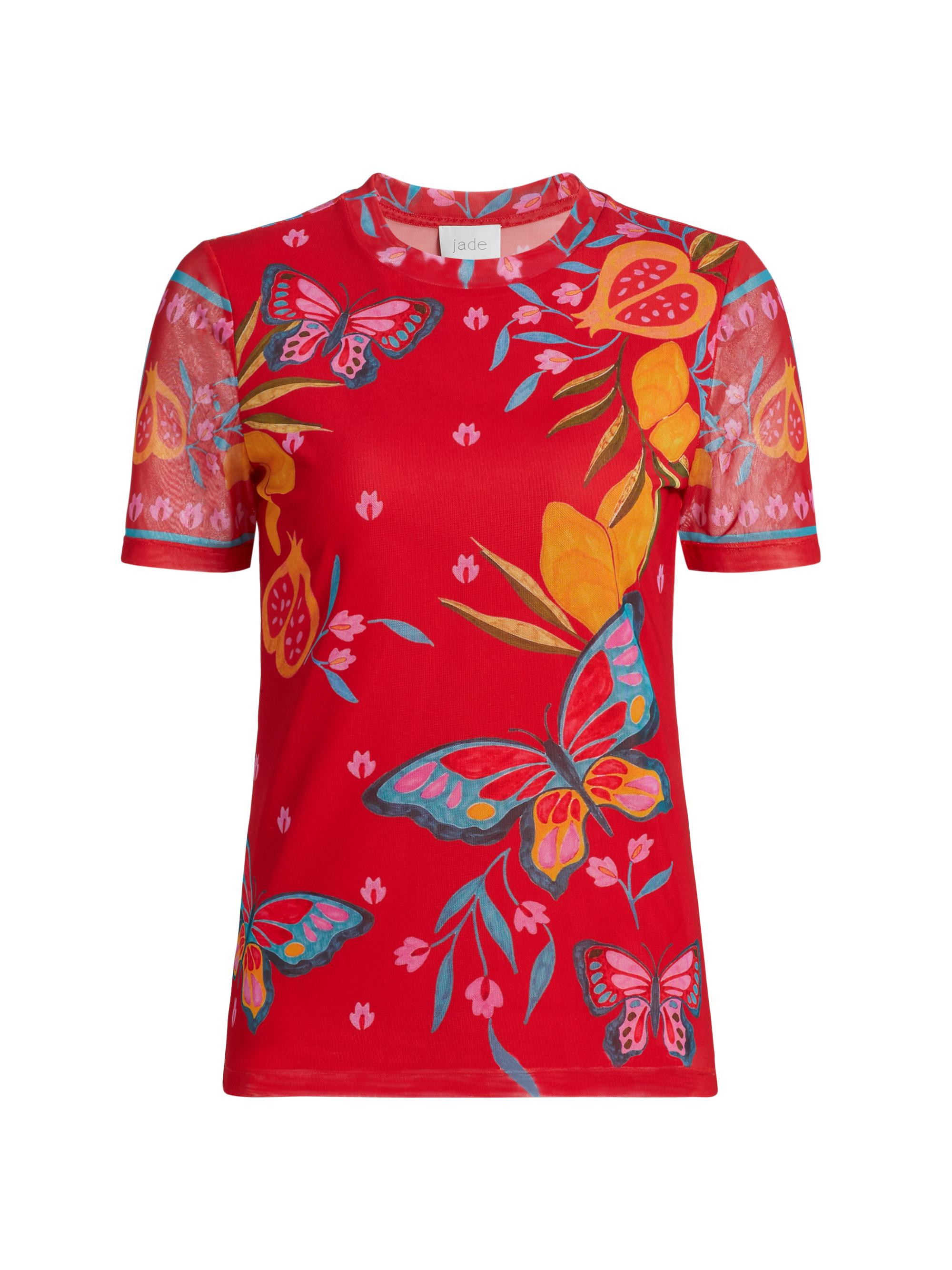 Johnny Was Women's Eleanor Printed Mesh T-Shirt - Ekaterina