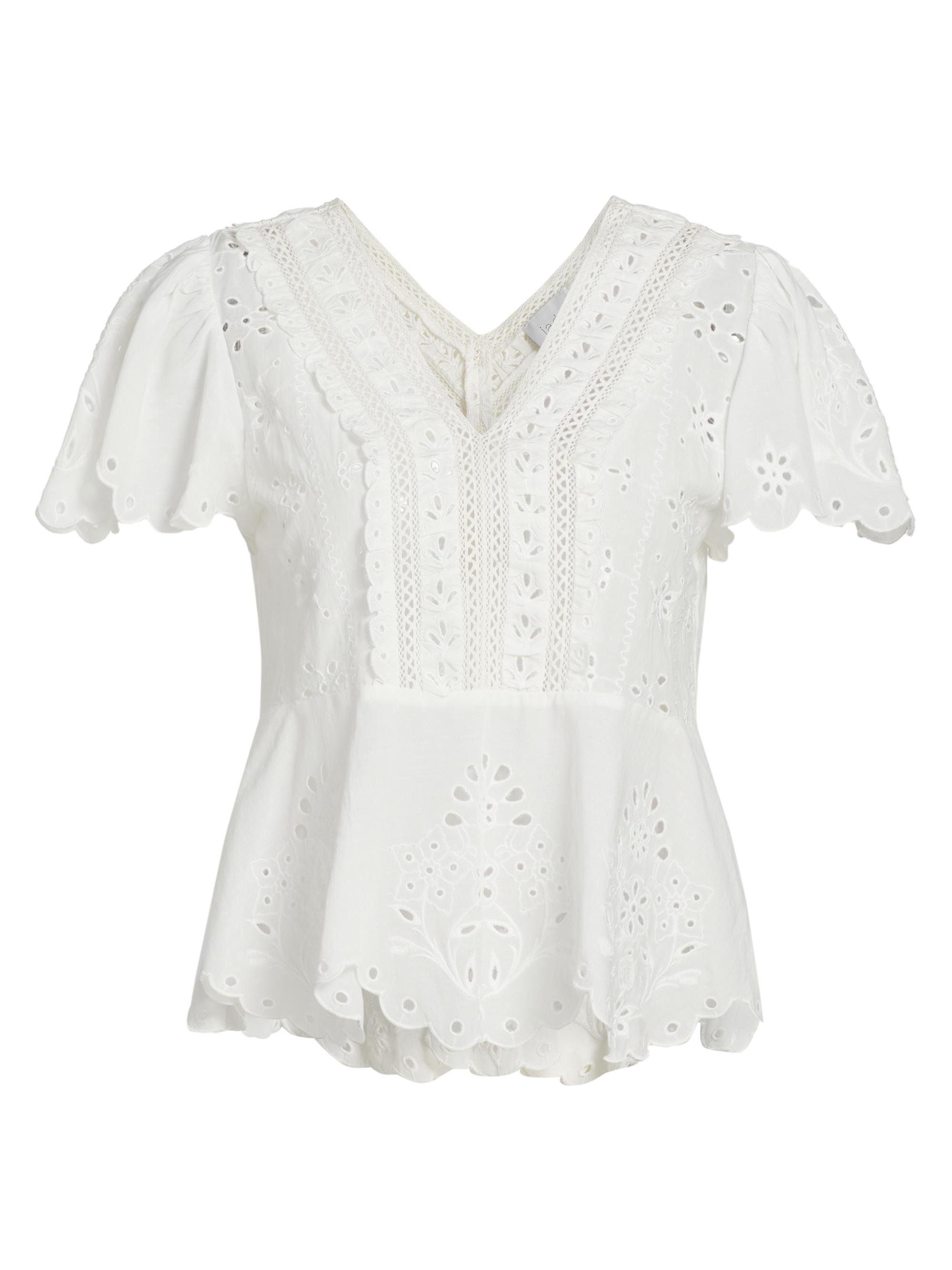 Johnny Was Elizabeth Eyelet Peplum Blouse | Saks Fifth Avenue