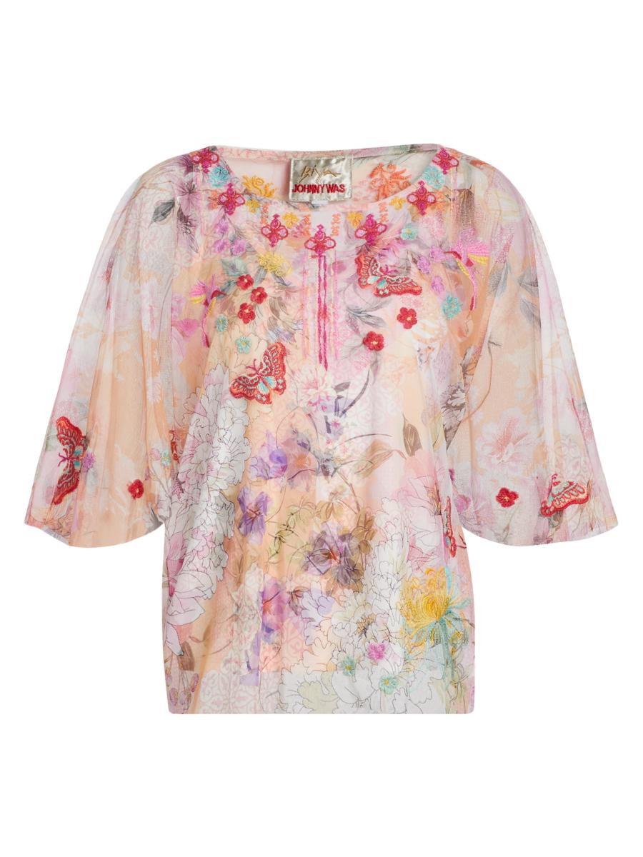 Johnny's - himari♪ Johnny Was Valentina Floral Mesh Top | Saks Fifth Avenue