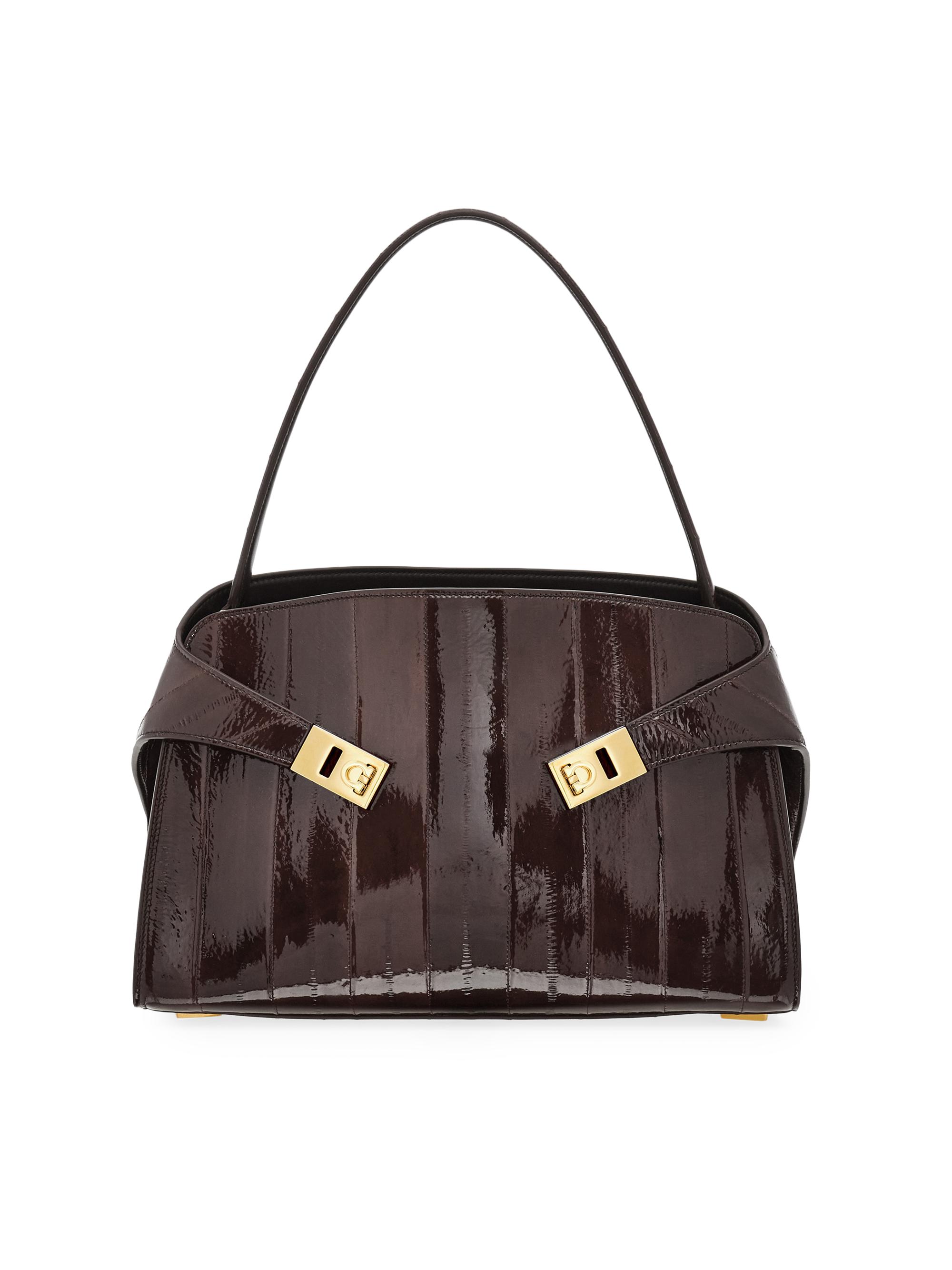 FERRAGAMO Women's Hug Leather Shoulder Bag - Brown