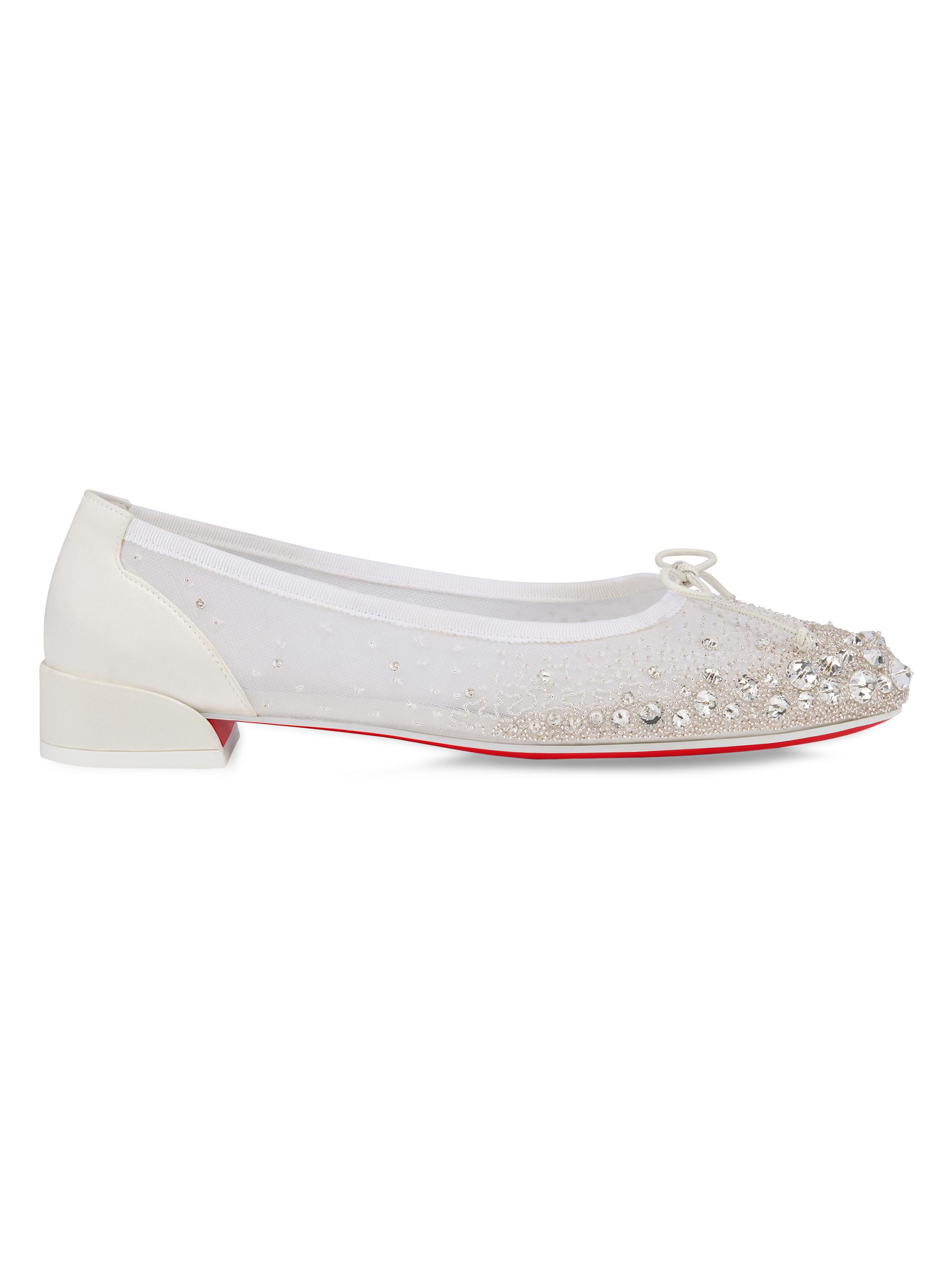 Christian Louboutin Women's Sweetie Jane Sparkling Ballerinas - White