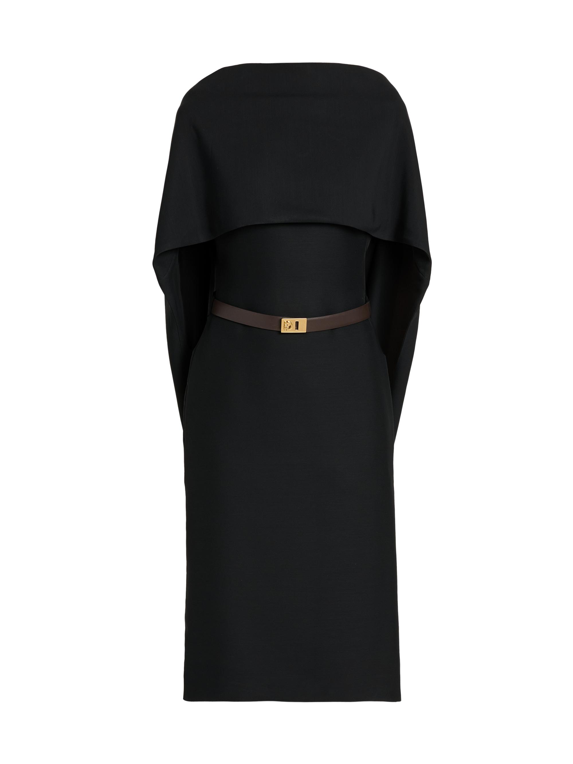 FERRAGAMO Women's Capelette Belted Midi-Dress - Nero