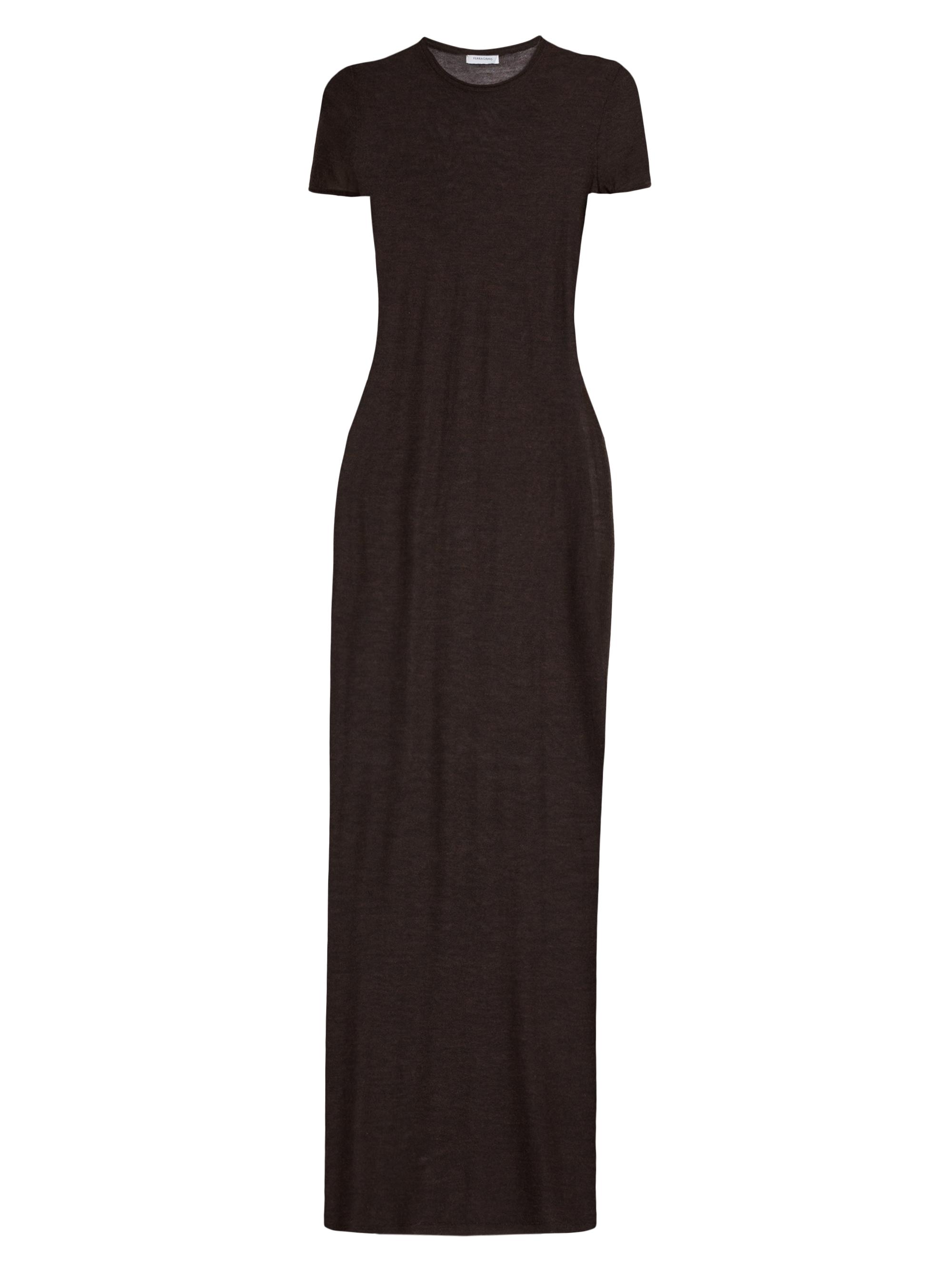 FERRAGAMO Women's Fitted Semi-Sheer T-Shirt Dress - Dark Expresso Mel