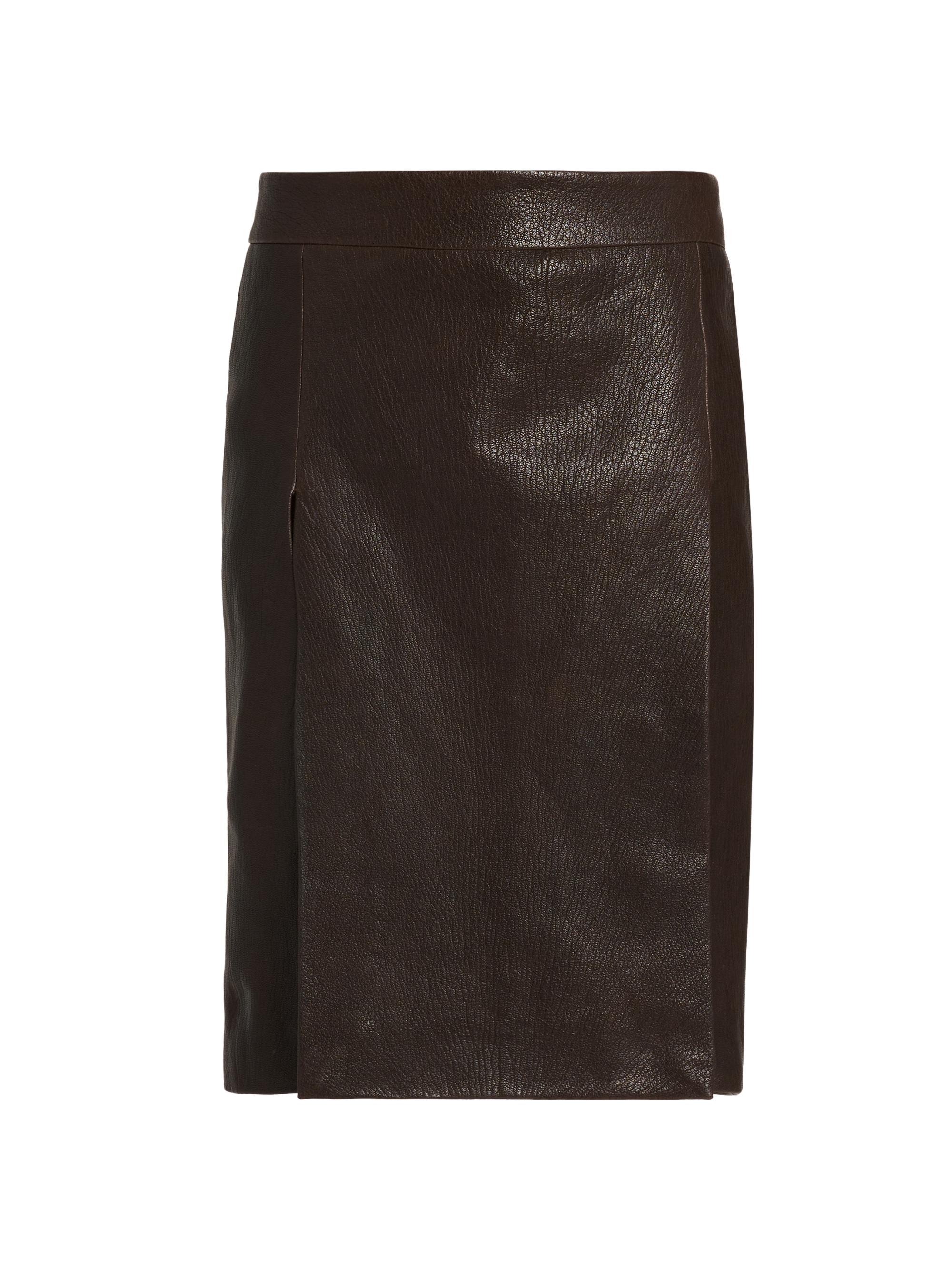 FERRAGAMO Women's Pebbled Leather Pencil Skirt - Expresso