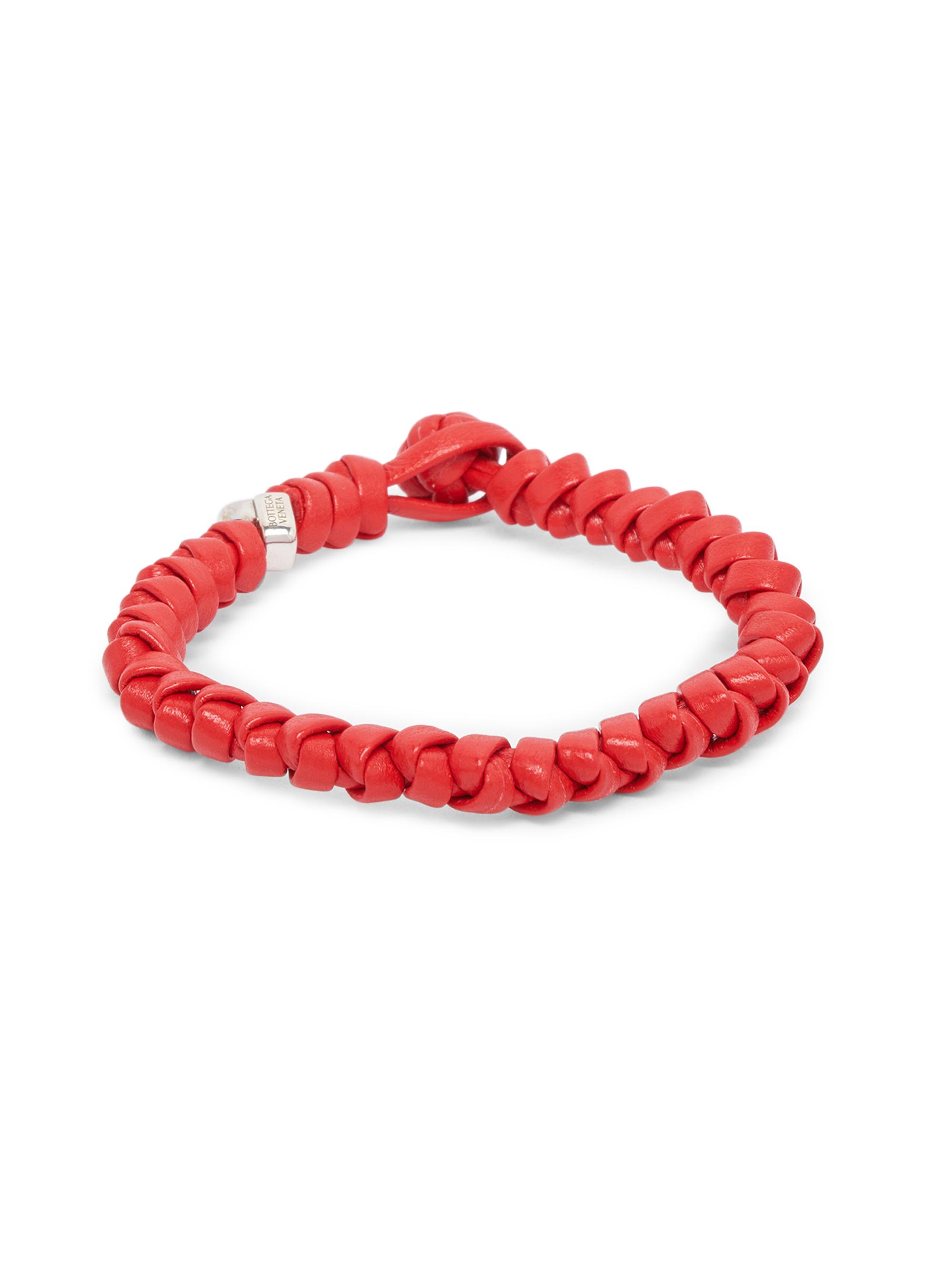Bottega Veneta Men's Sterling Silver & Braided Leather Bracelet - Redstone