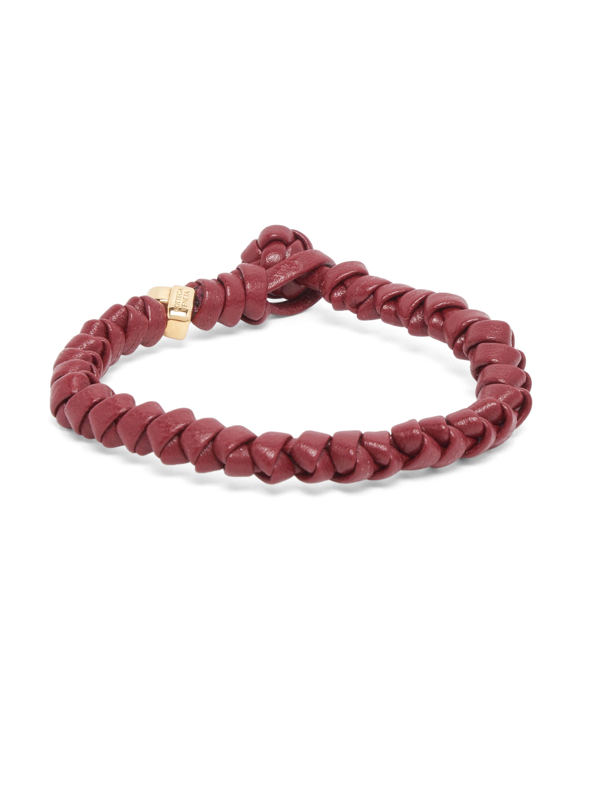 Bottega Veneta Men's 18K Gold-Plated Sterling Silver & Leather Bracelet - Dark Apple Candy