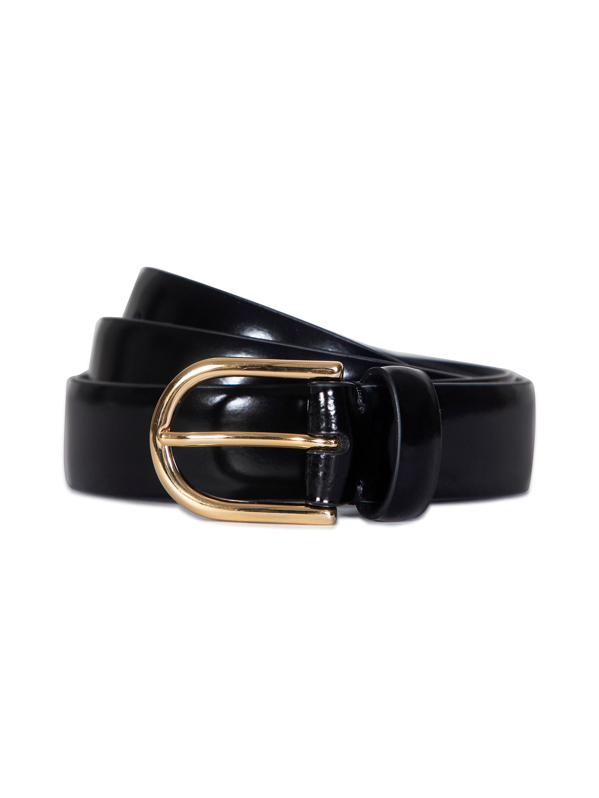 Vince Women's Spazzolato Leather Belt - Black Gold