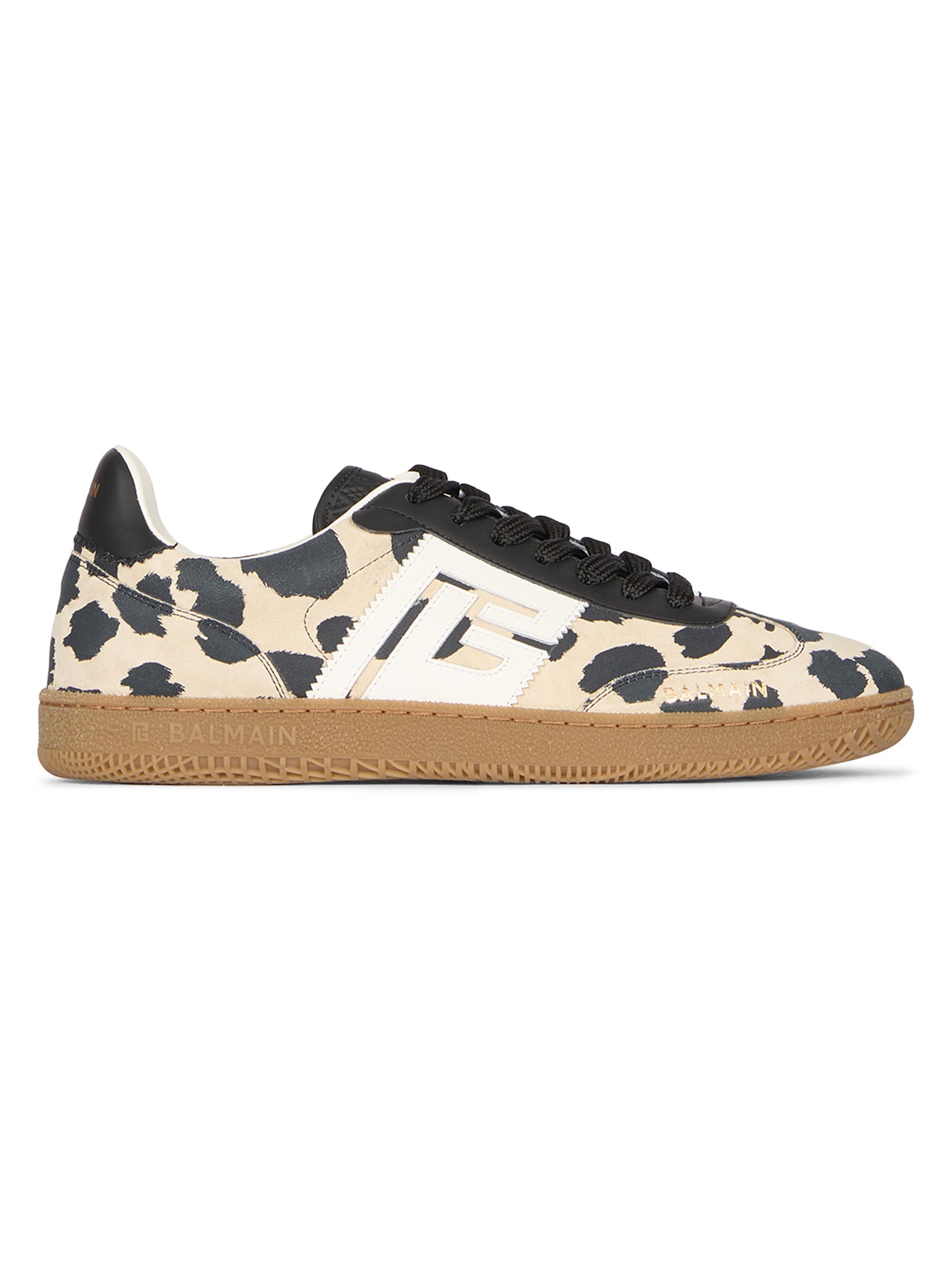 Balmain Women's Swan Leopard-Print Leather Sneakers - Beige Noir