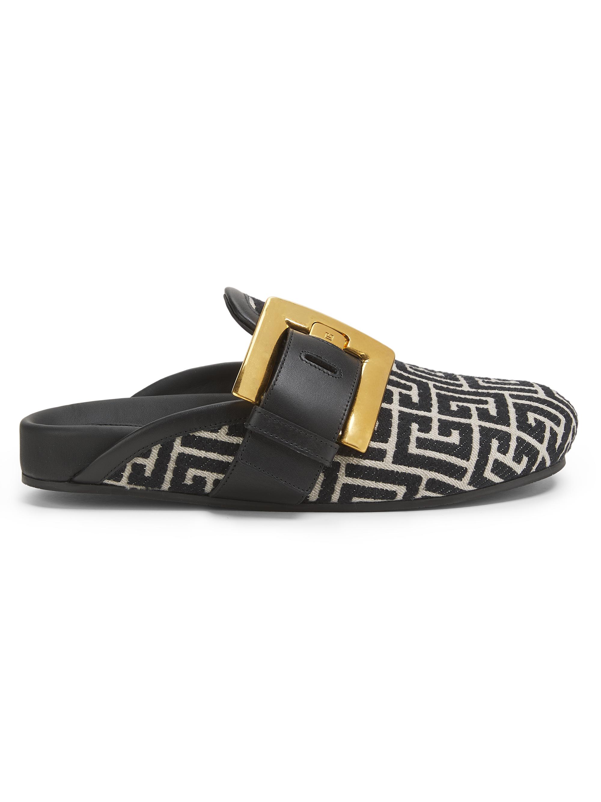 Balmain Women's Anthem Monogram Jacquard Mules - Noir Ivoire
