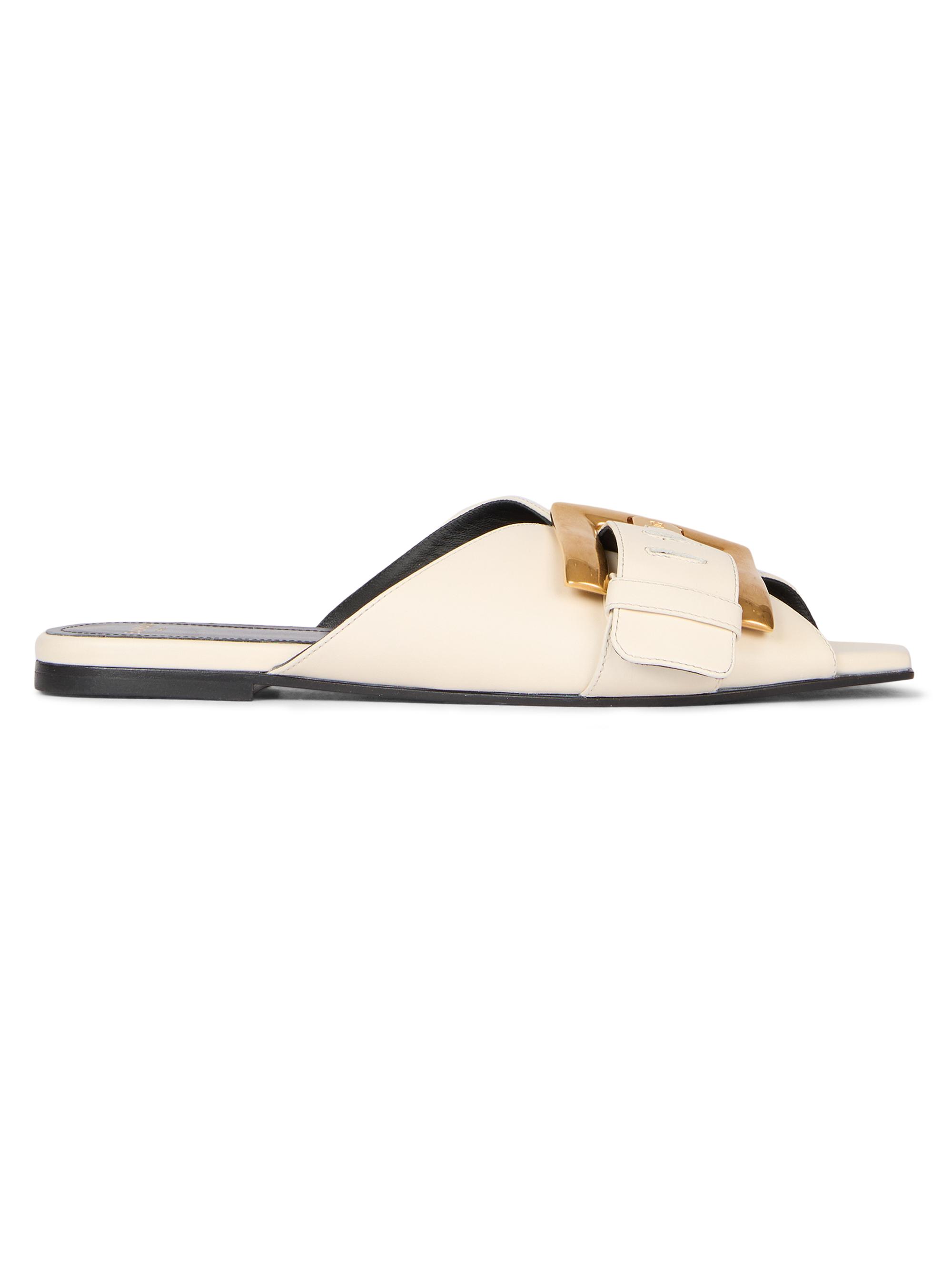 Balmain Women's Anthe Buckle-Accented Leather Sandals - Ivoire