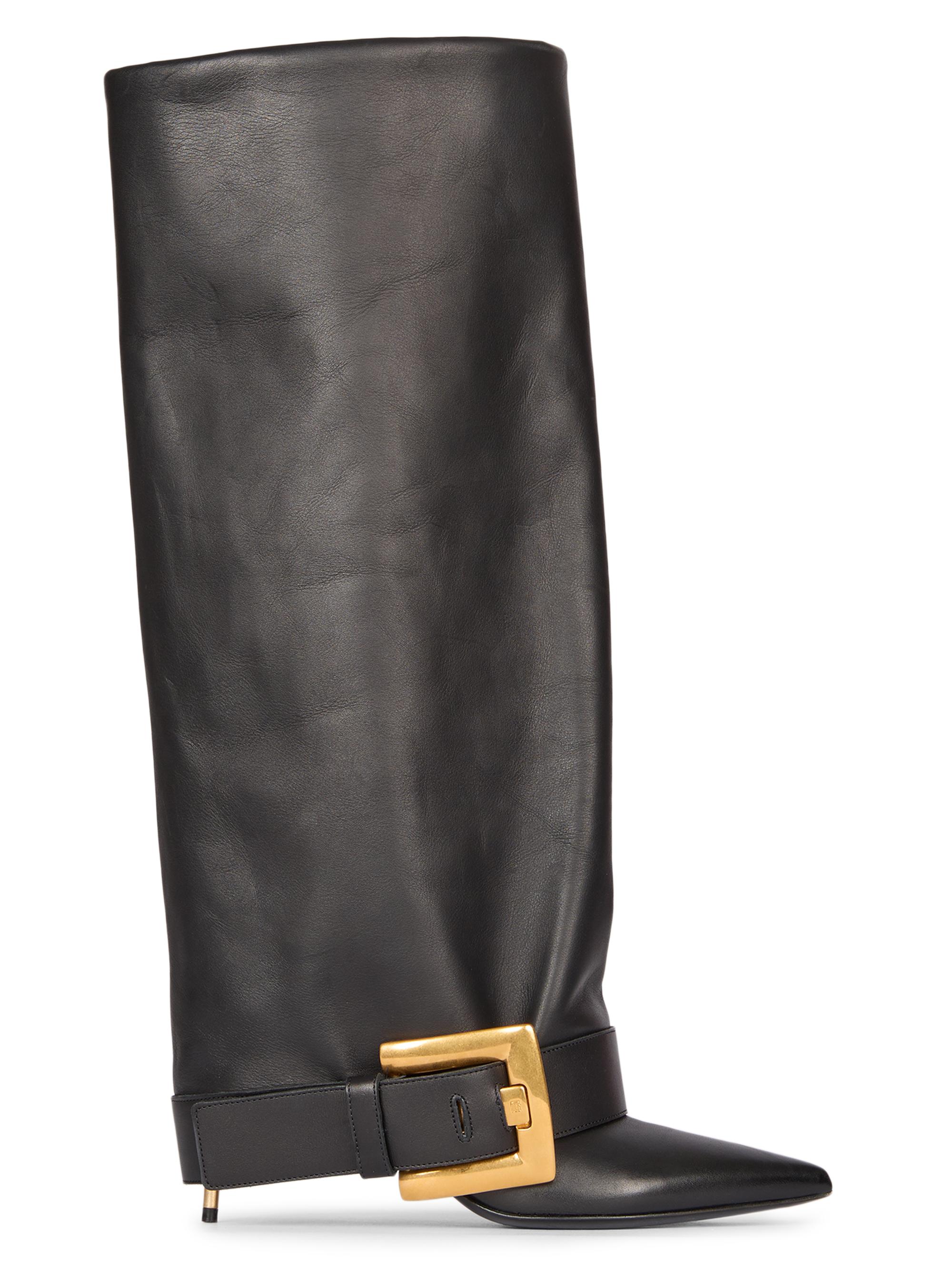 Balmain Women's Anthe 75MM Leather Knee-High Boots - Noir