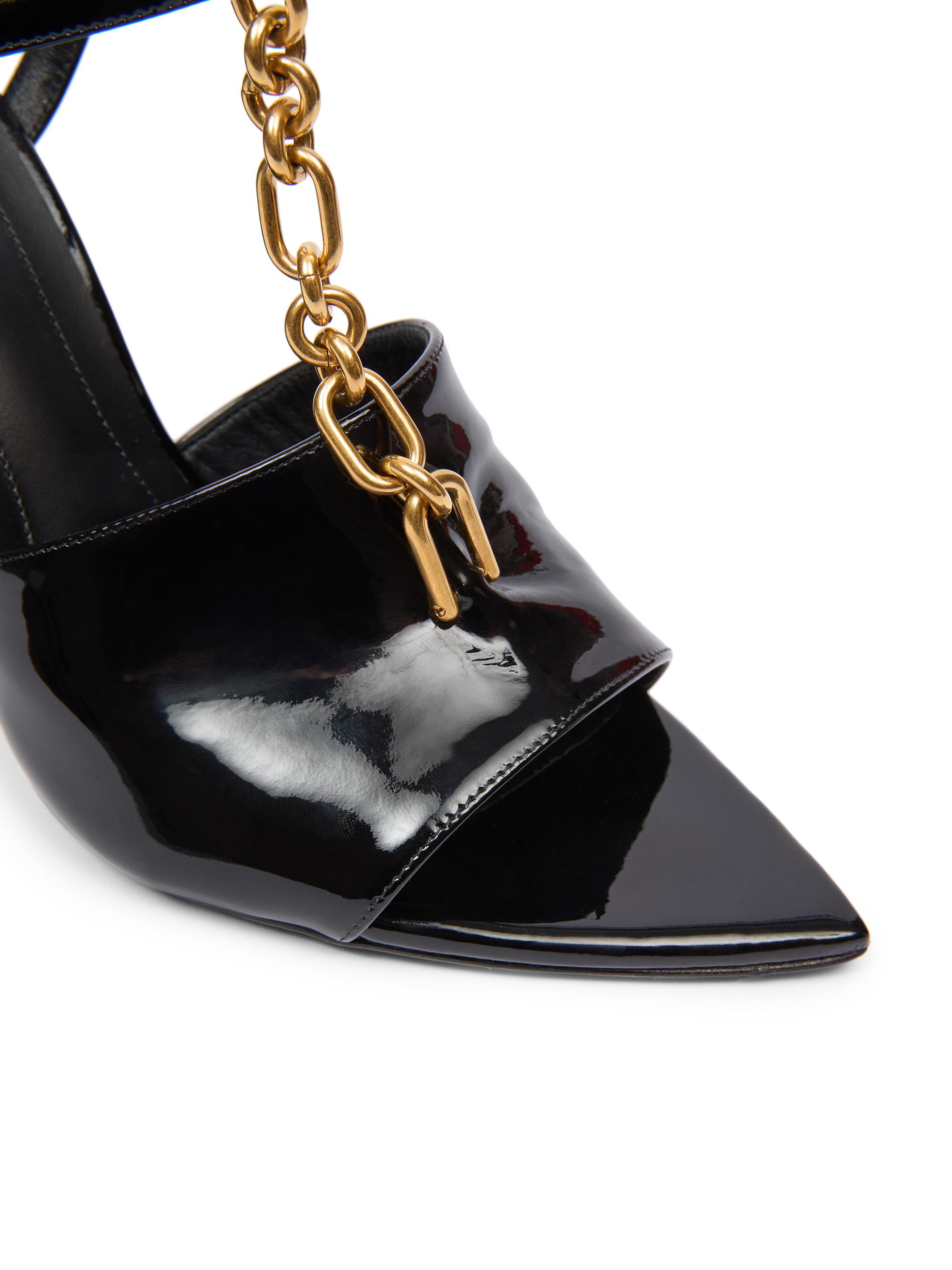 Balmain 95MM Chain-Link & Patent Leather T-Strap Sandals | Saks