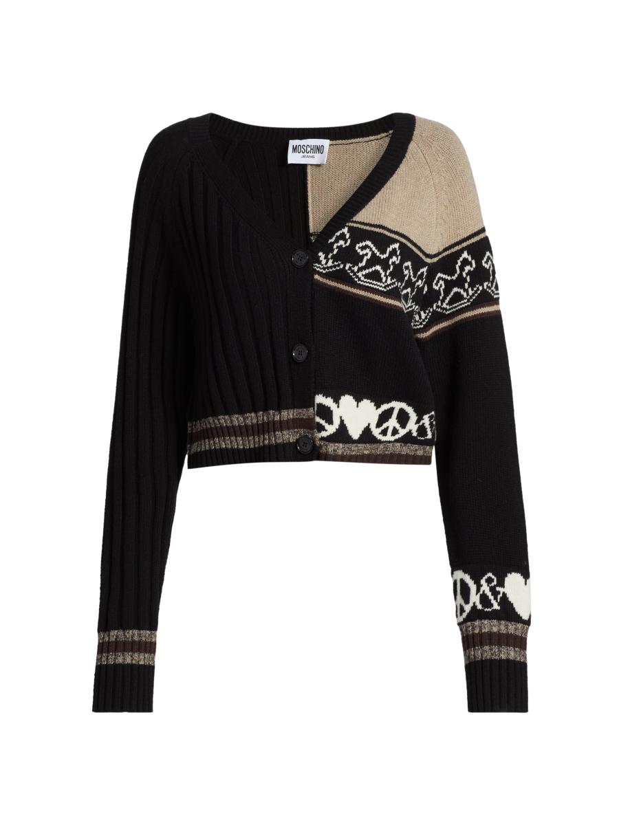 Moschino Women's Split V-neck Cardigan In Brown