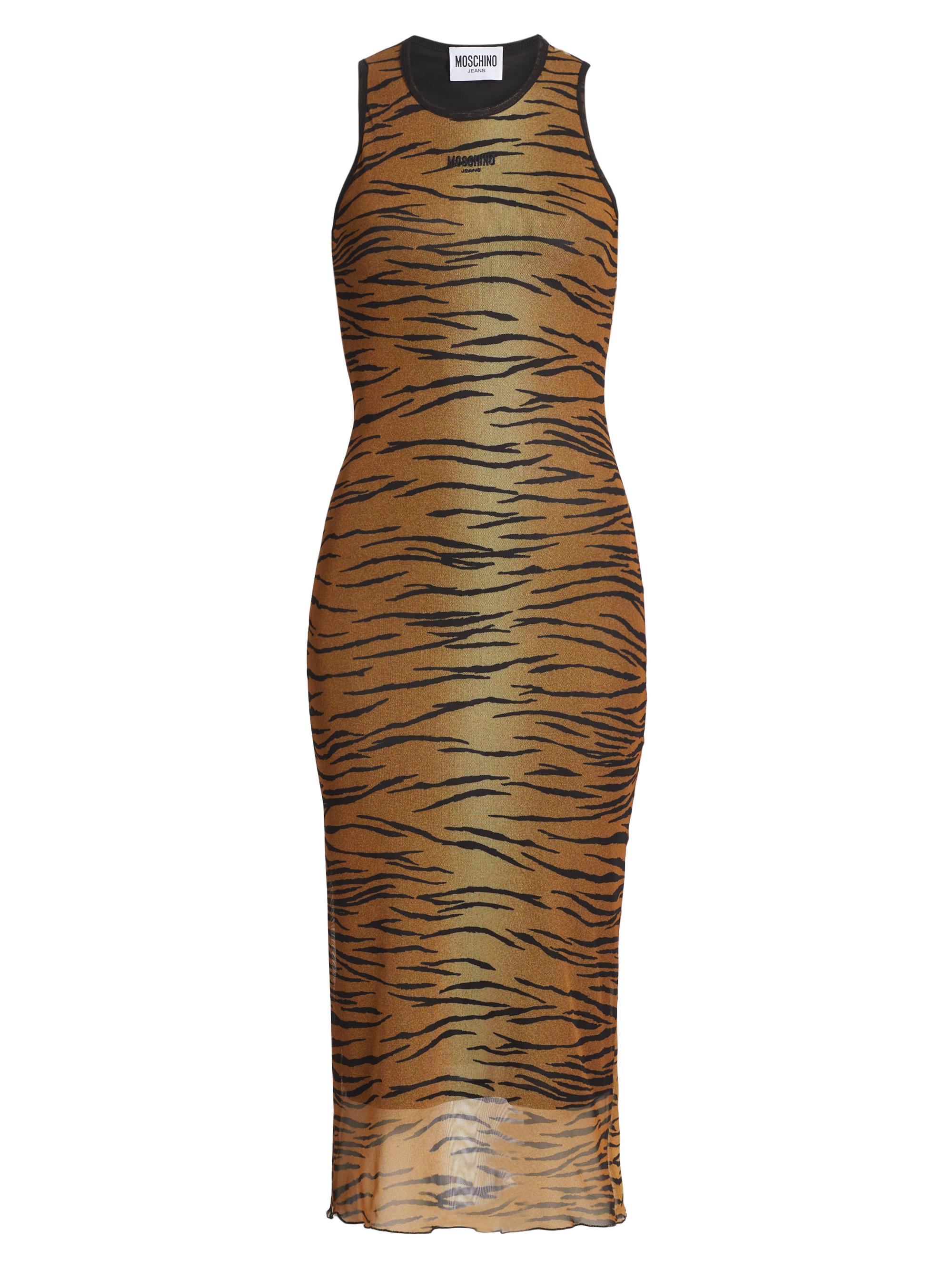 Moschino Jeans Women's Tiger Stripe Sheer Body-Con Dress - Multi Brown