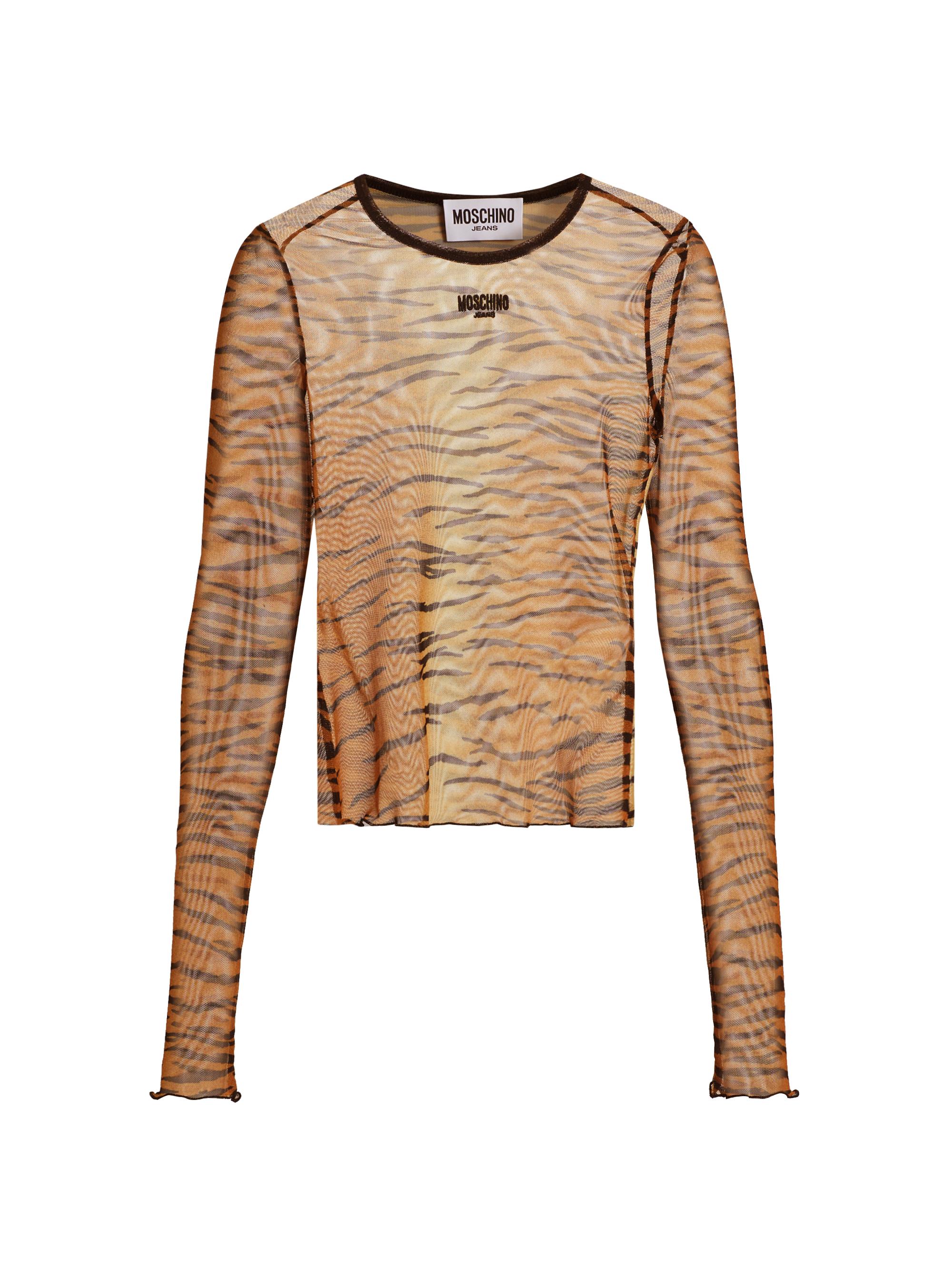 Moschino Jeans Women's Tiger Stripe Sheer Top - Multi Brown
