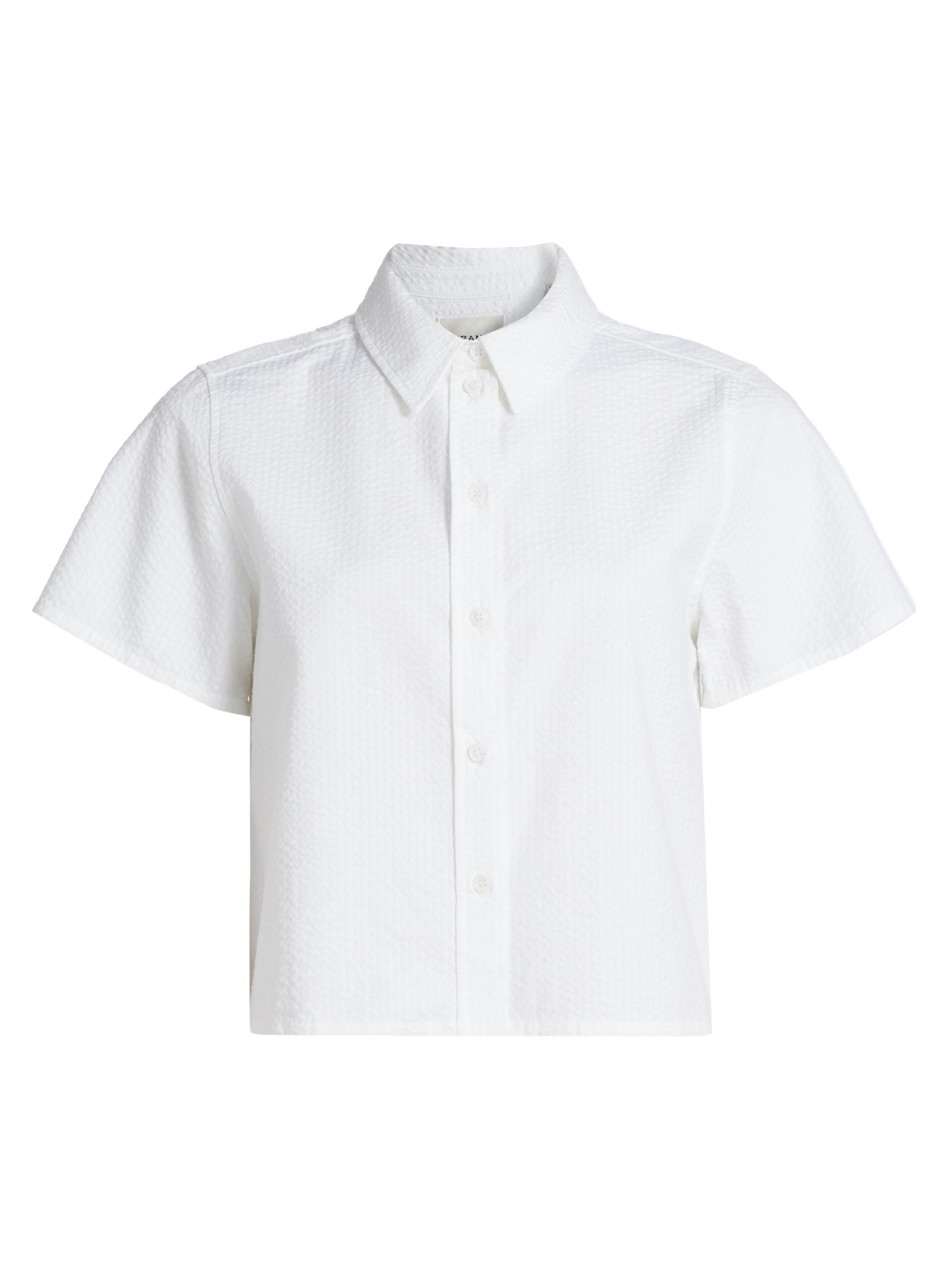 FRAME Women's The Seersucker Cotton Top - White