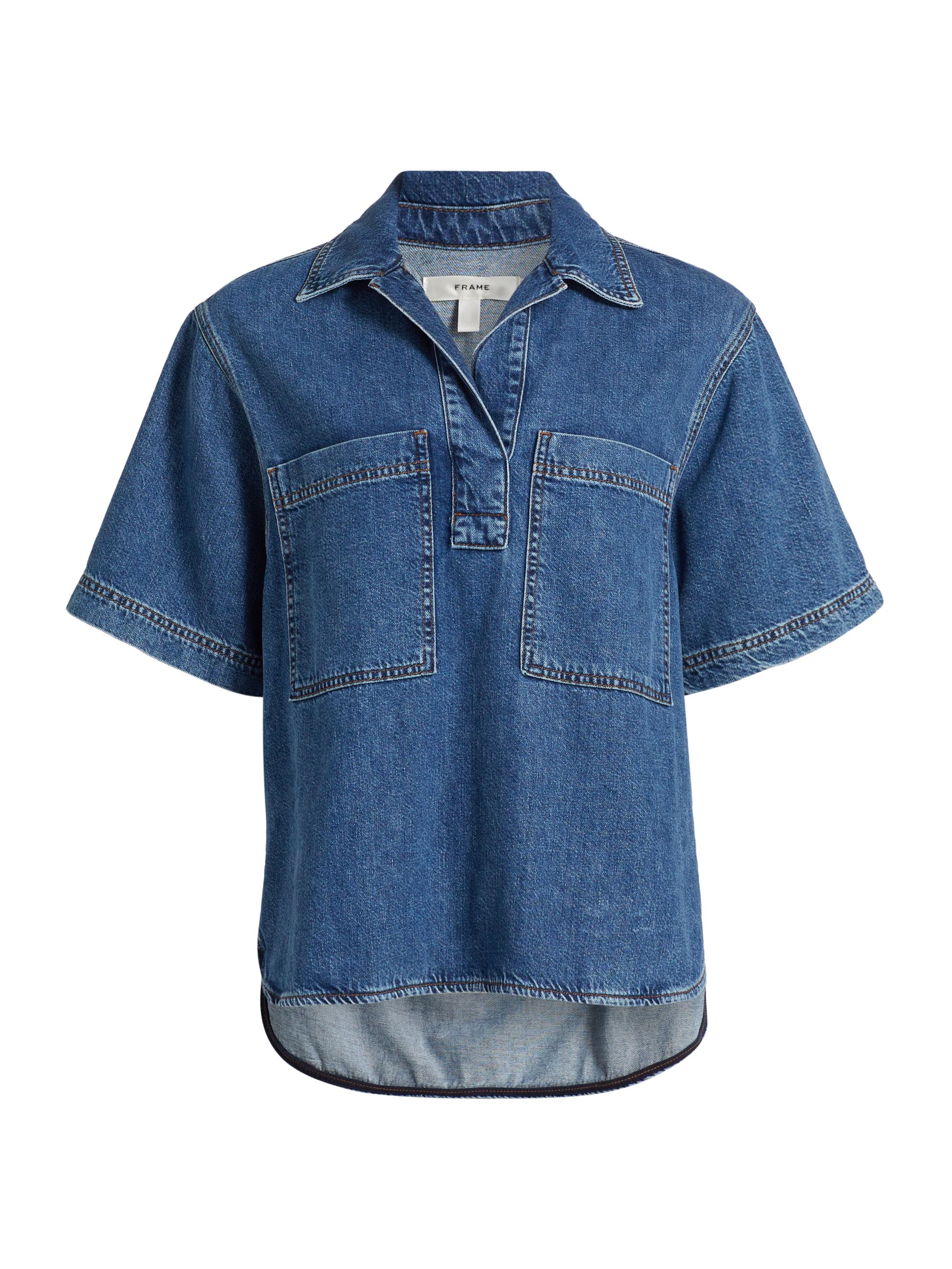 Frame Women's Stretch-Cotton Denim High-Low Shirt - Vessel