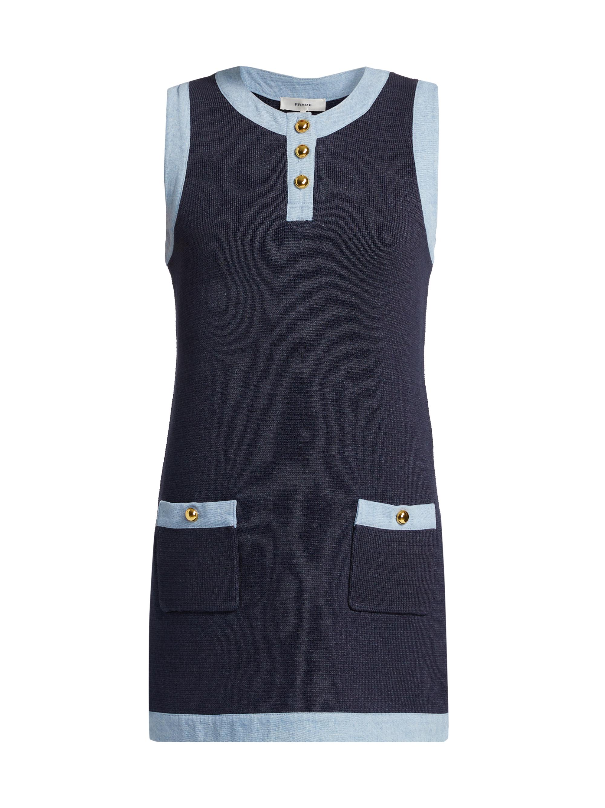 Frame Women's The Mixed Wool-Blend Sleeveless Shift Dress - Indigo
