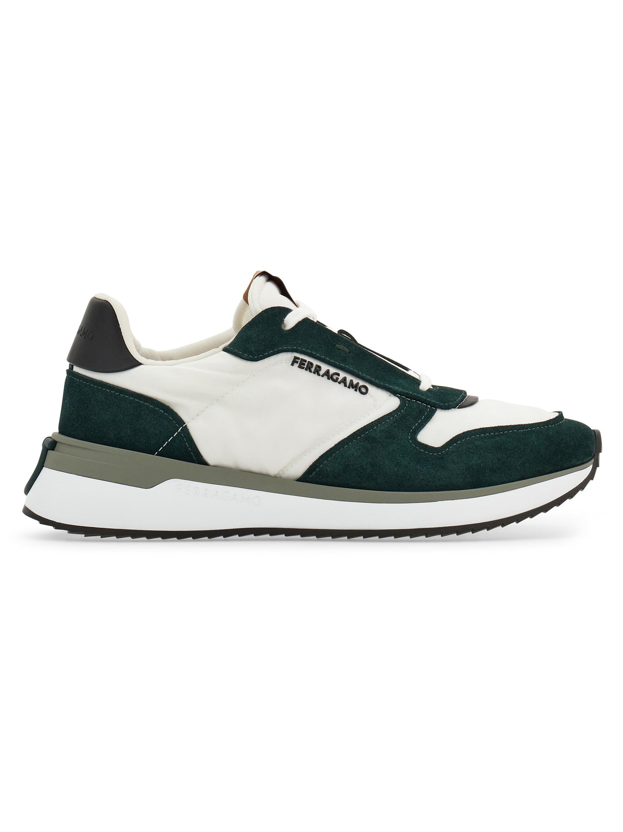 FERRAGAMO Men's Atlantic Colorblocked Low-Top Sneakers - Moss Bianco