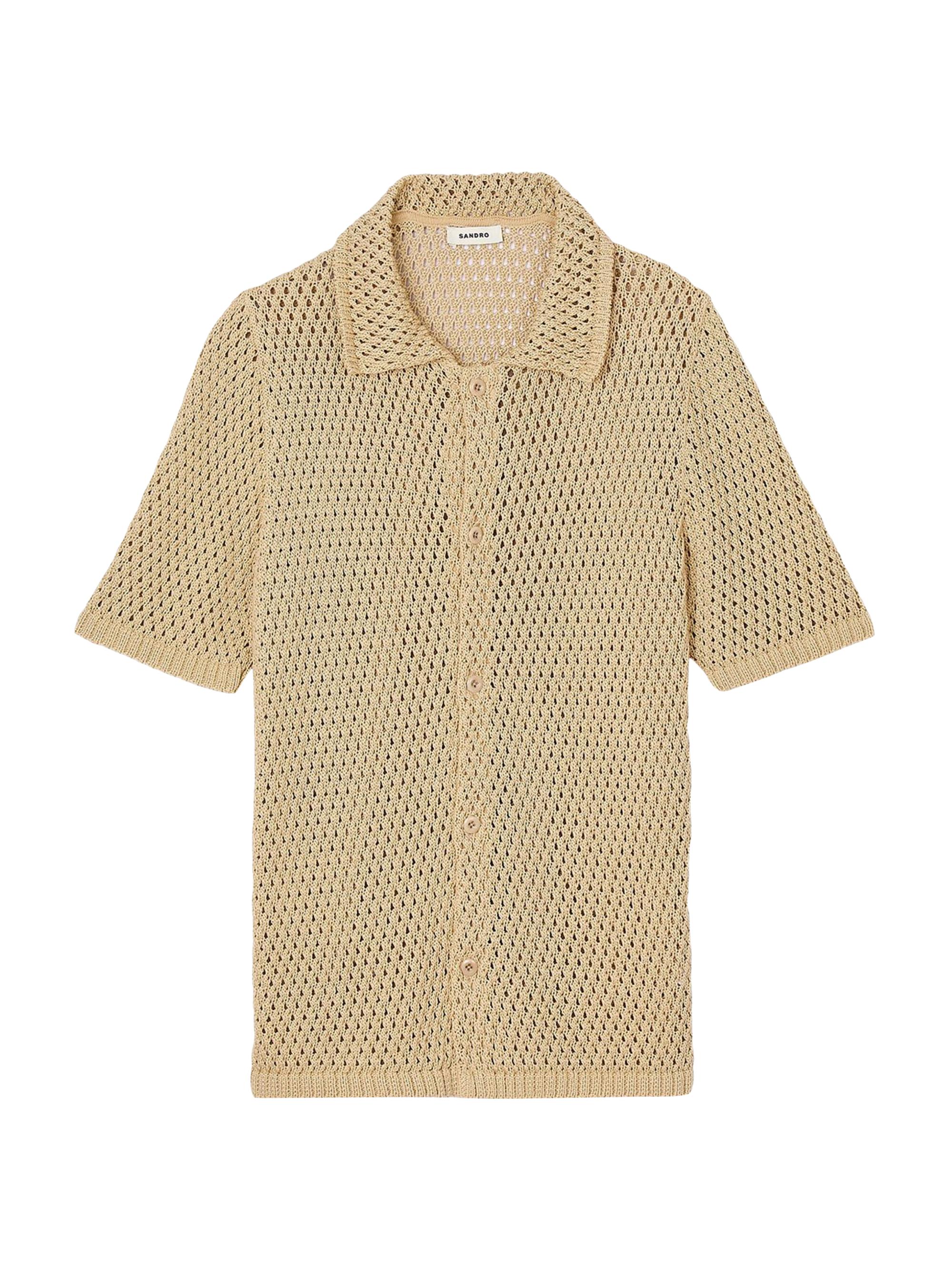 Sandro Men's Crochet Shirt - Nut