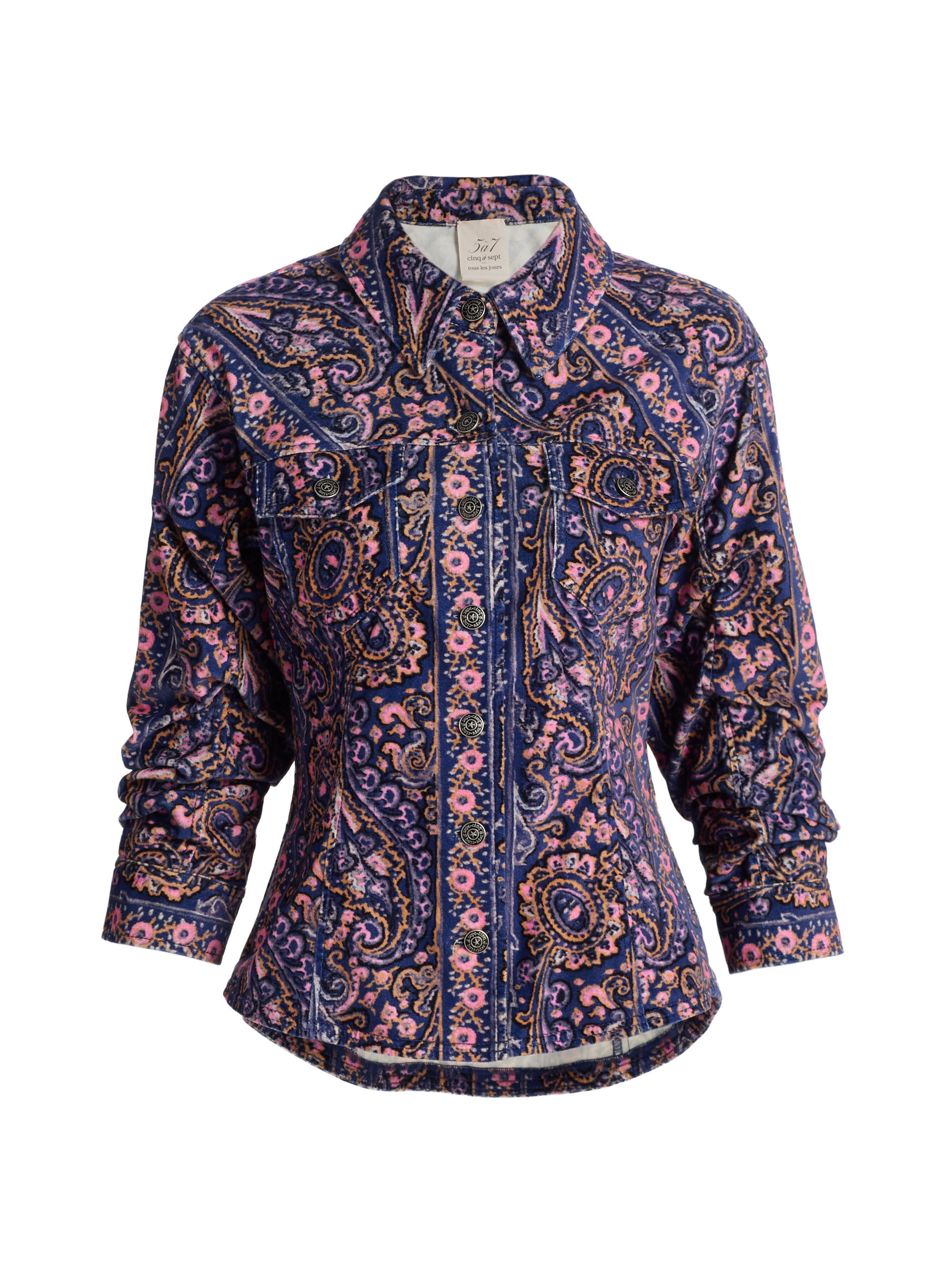 Cinq à Sept Women's Canyon Paisley Velveteen Jacket - Indigo Multi