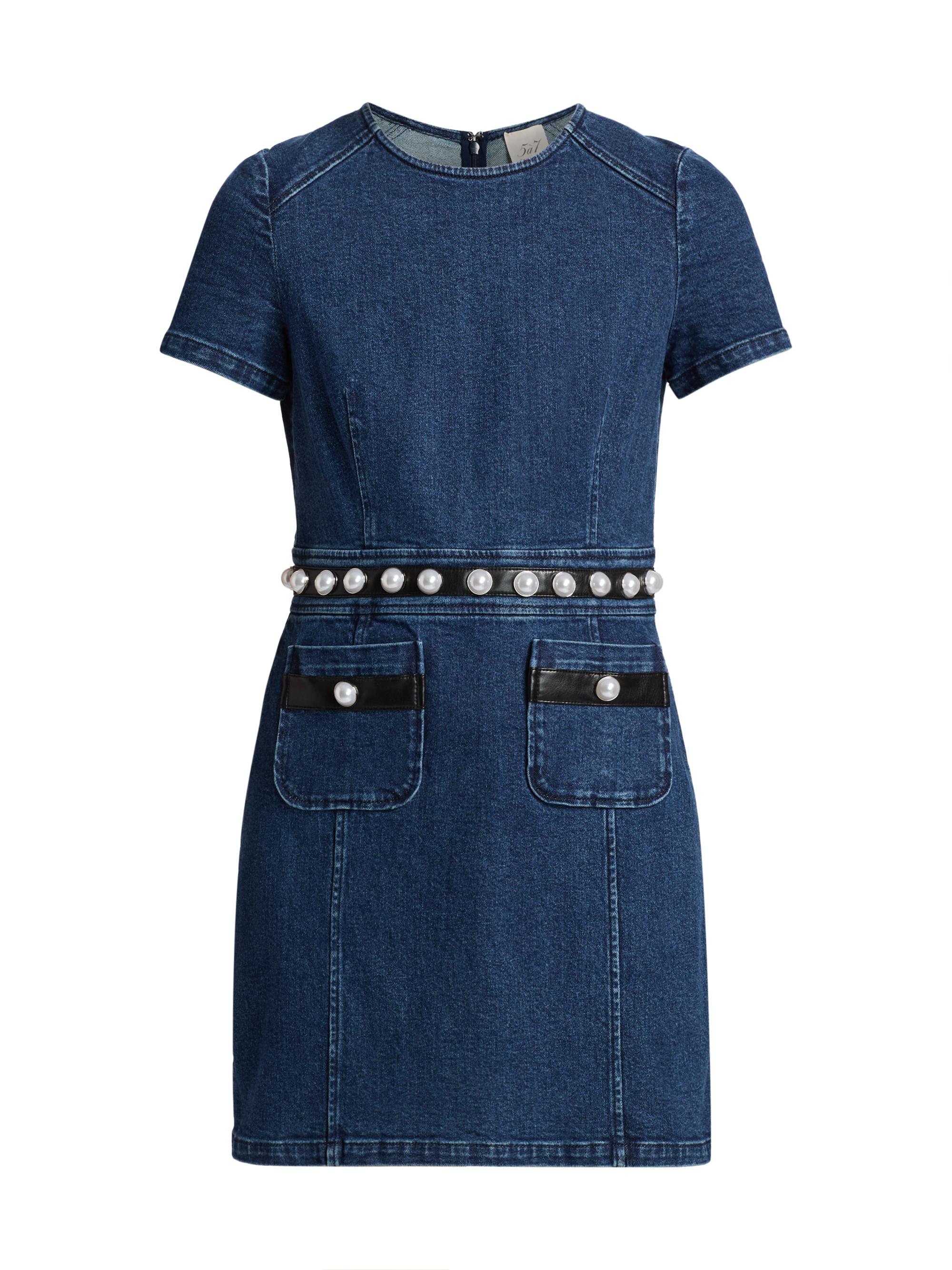Cinq à Sept Women's Giana Denim Pearl-Embellished Minidress - Oceane