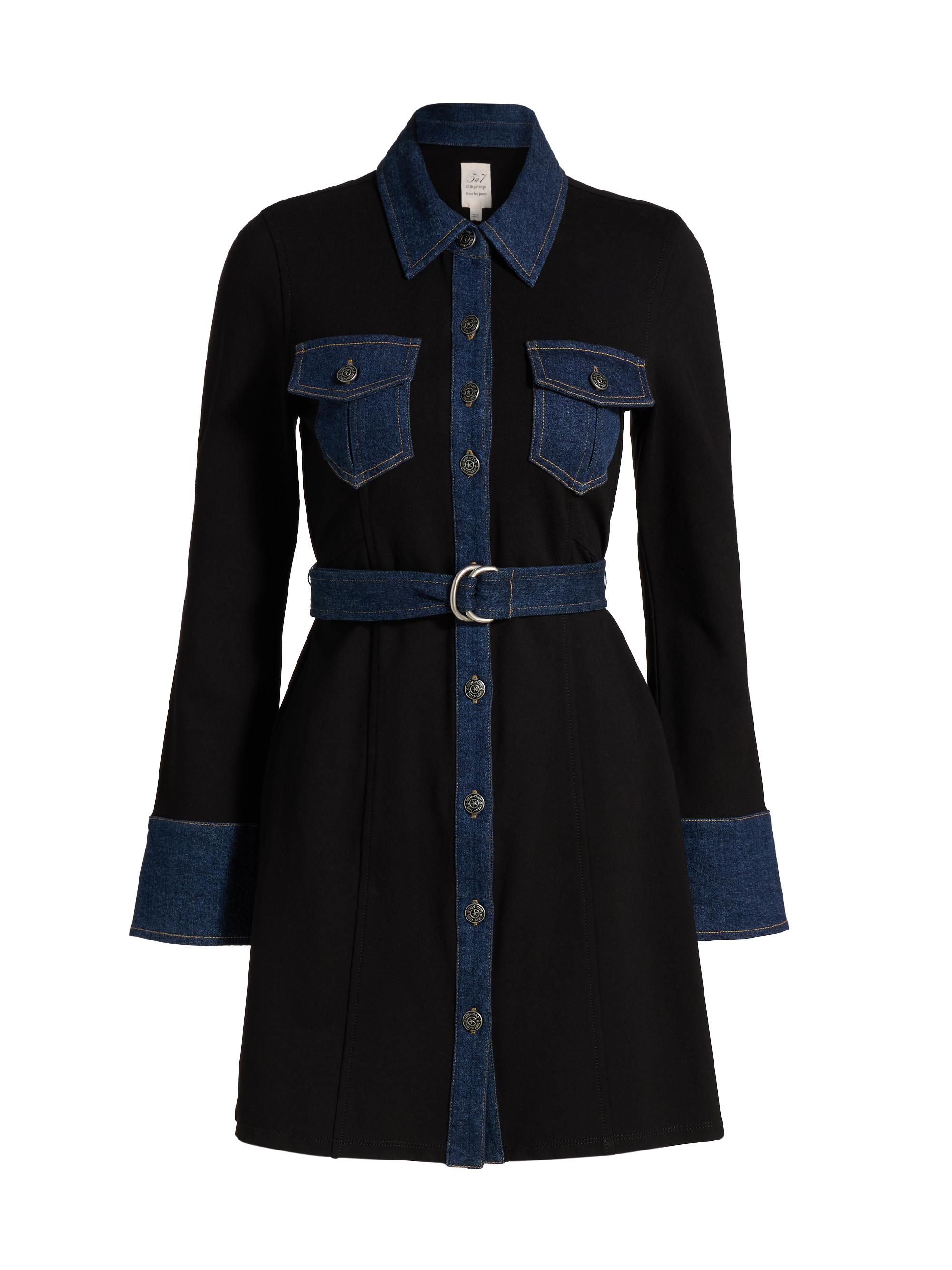 Cinq à Sept Women's Aliza Denim-Trimmed Minidress - Black Fontaine