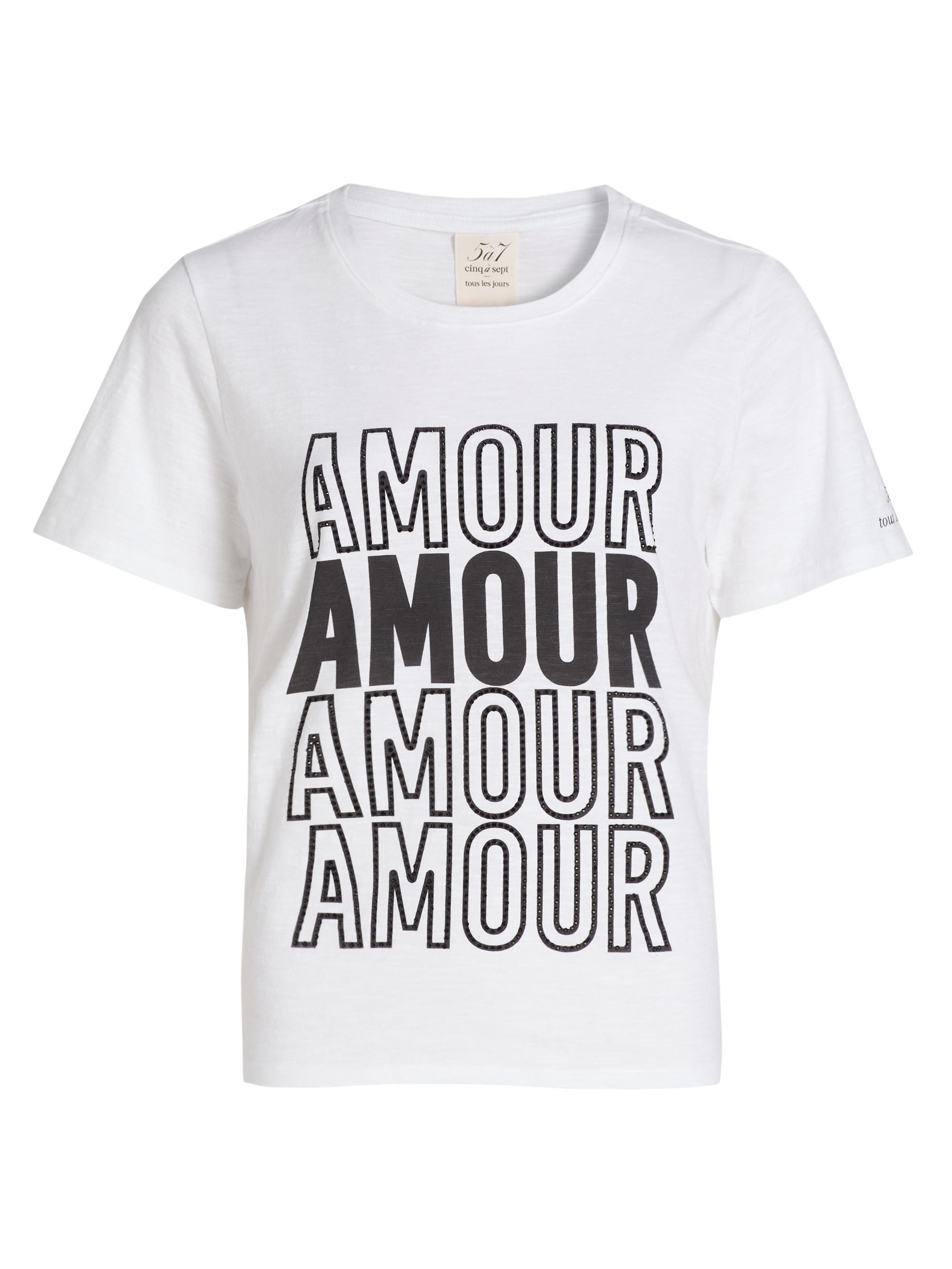 CINQ A SEPT Women's Embellished Amour Graphic T-Shirt - White Black