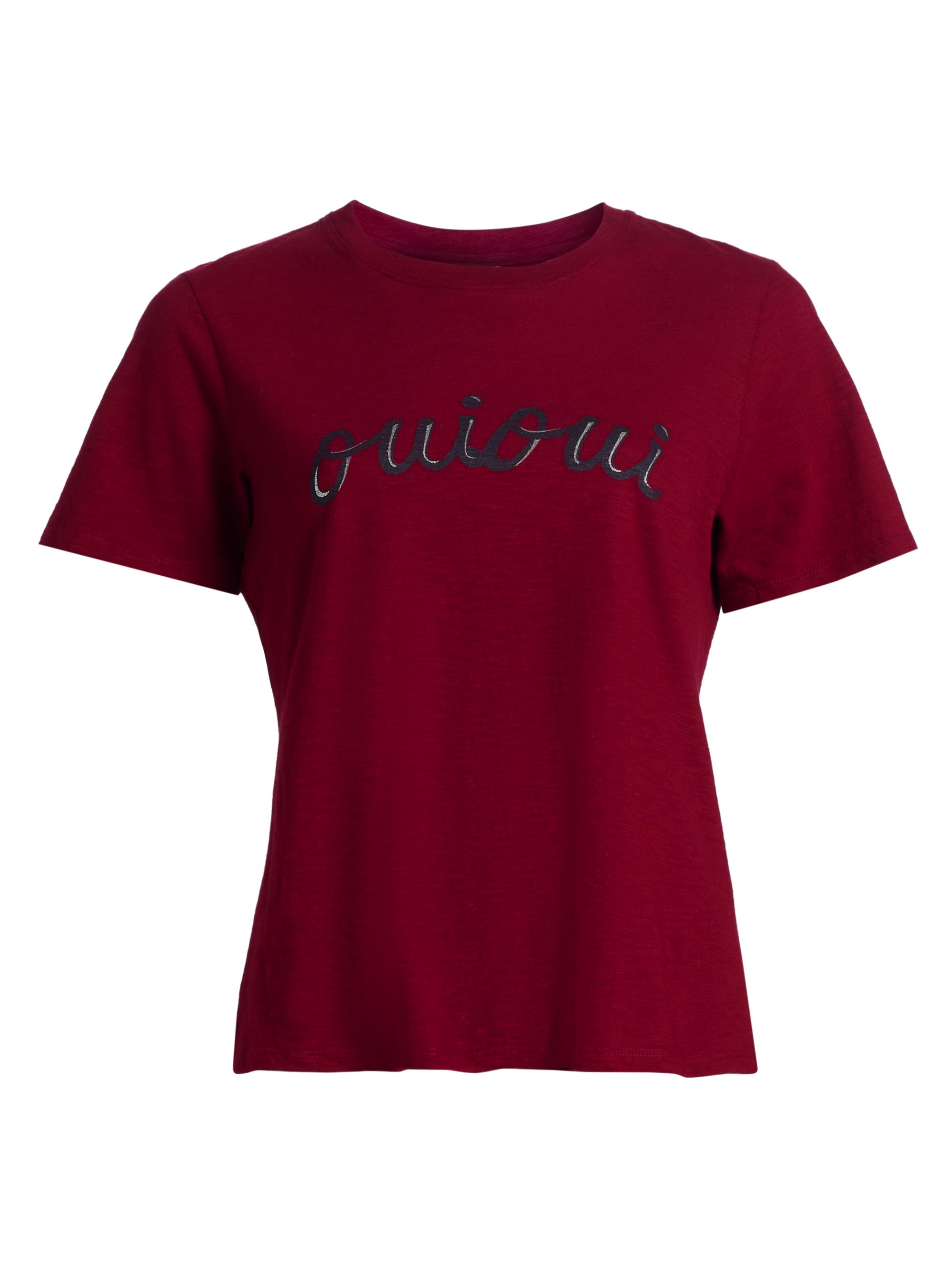 CINQ A SEPT Women's Oui Oui Crewneck T-Shirt - Wineberry Navy