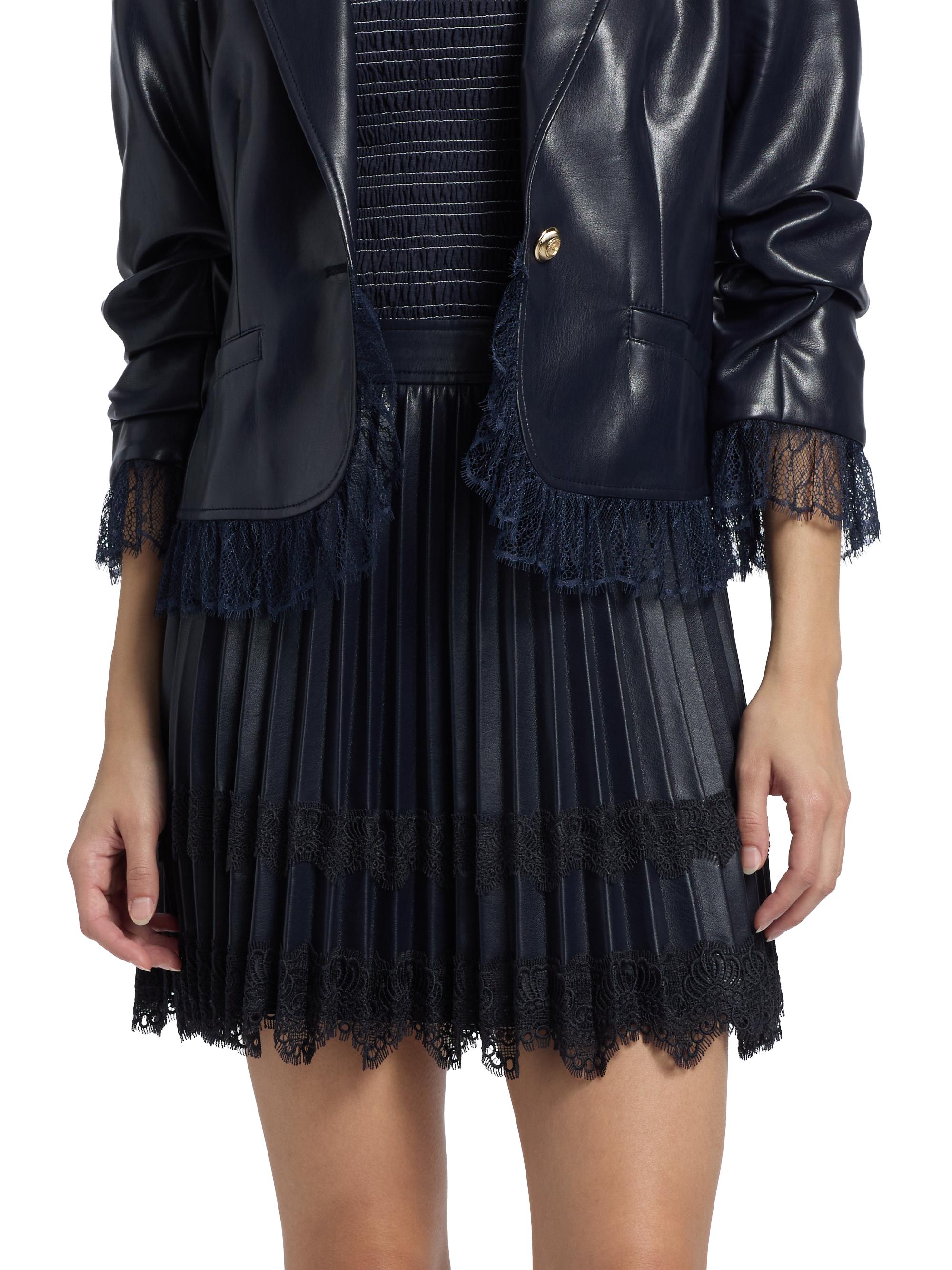 Cinq à Sept Laney Faux Leather Pleated Miniskirt Saks Fifth Avenue