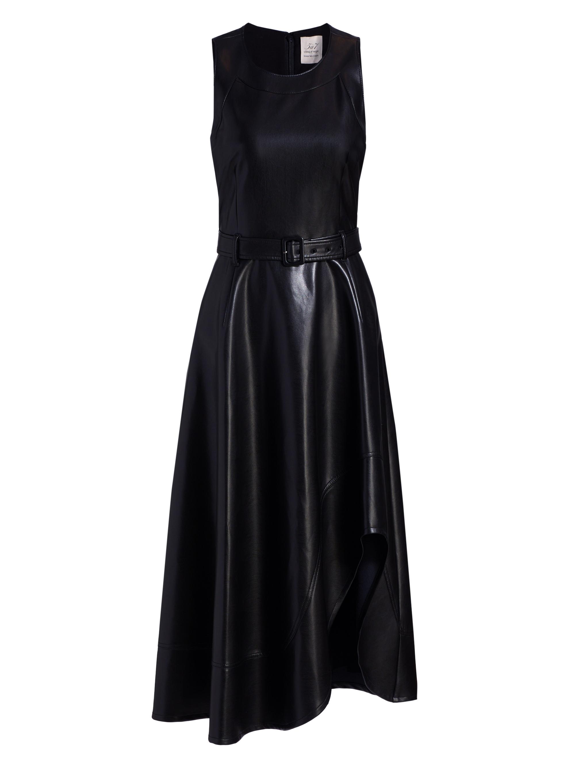 Cinq à Sept Women's Zelda Faux-Leather High-Low Midi-Dress - Black