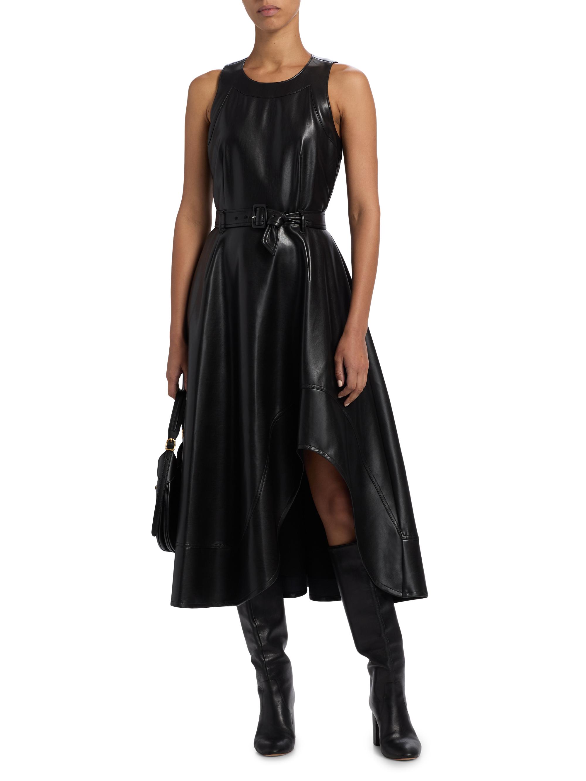 Cinq à Sept Zelda Faux-Leather High-Low Midi-Dress | Saks Fifth Avenue