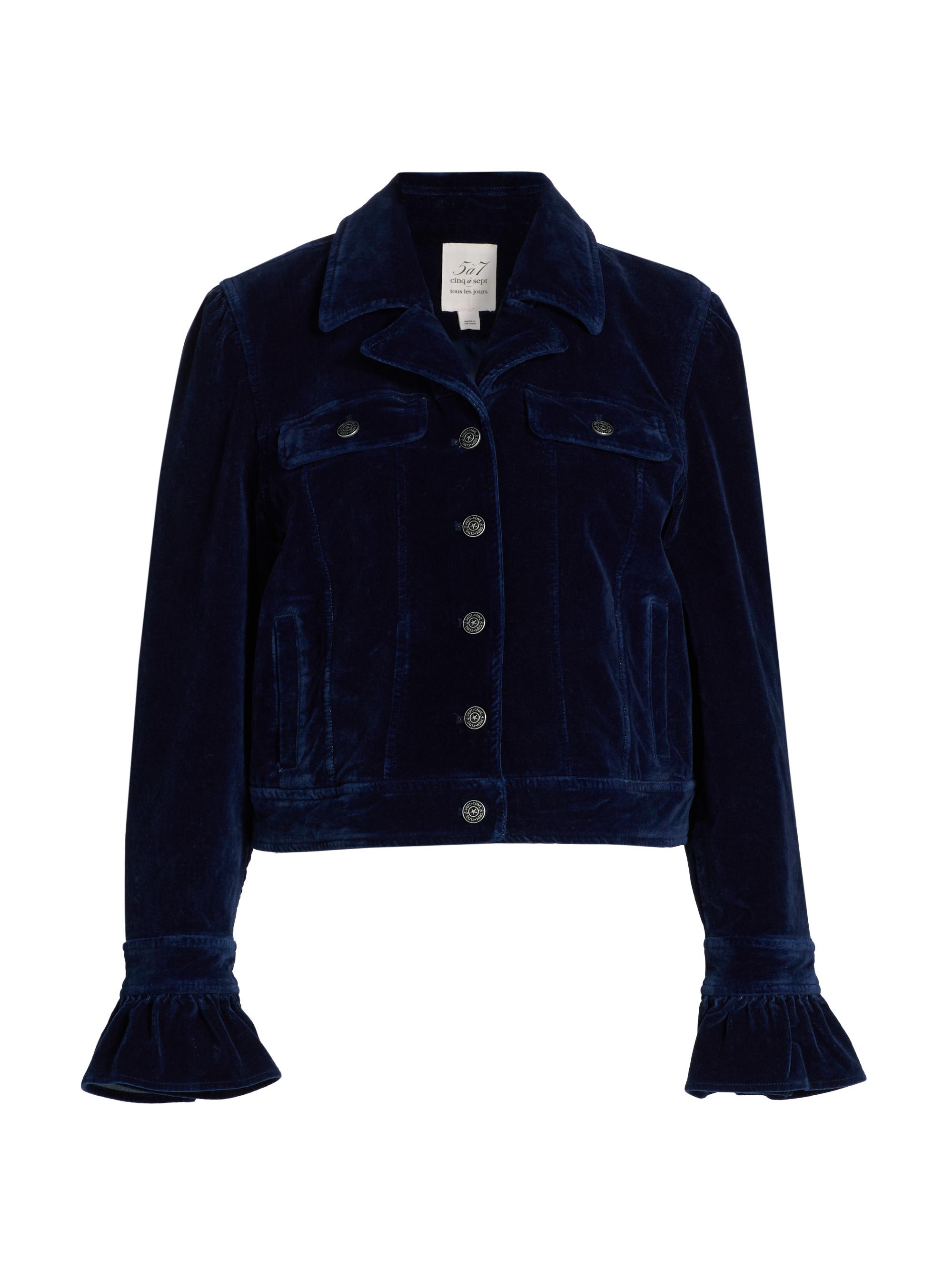 Cinq à Sept Reve Crystal Ivy-Embellished Denim Button-Front Jacket