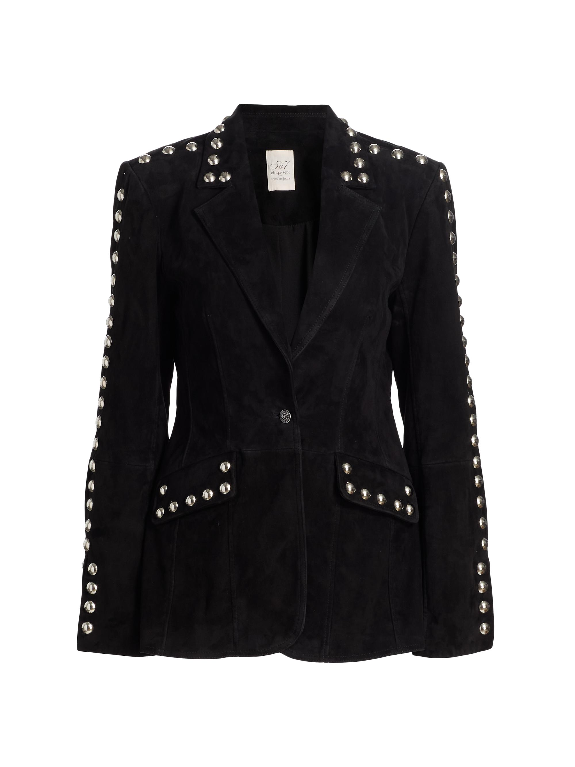 ✨美品✨SUAVELE NO COLLAR JACKET【SV-0148】 Cinq à Sept Studded Milly Vegan Leather Jacket | Saks Fifth Avenue