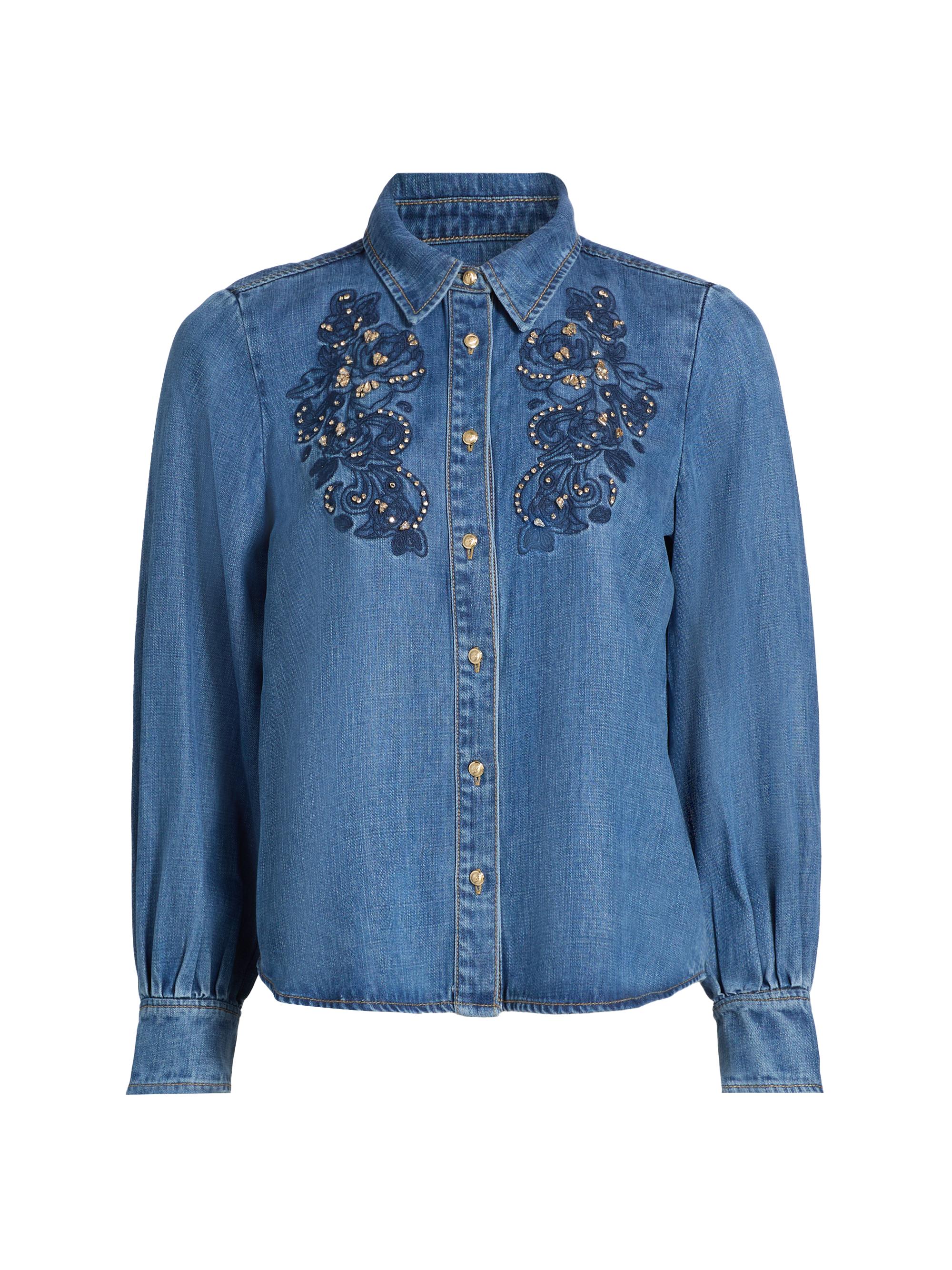 Juliette ブラウス Cinq à Sept Juliette Rhinestone-Embellished Embroidered Top