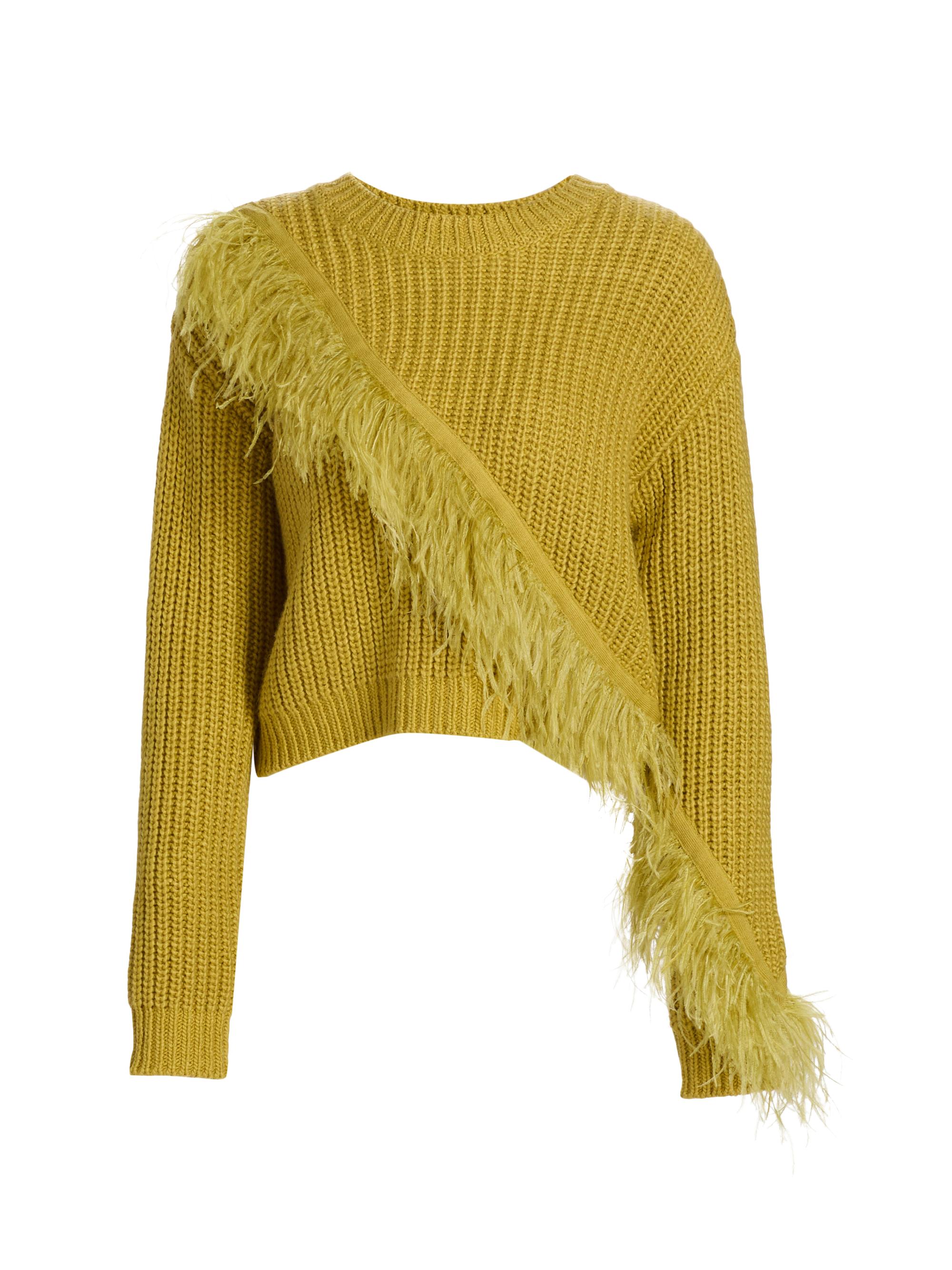 CINQ A SEPT Women's Kaelie Feather-Trim Knit Sweater - Sugar Cane