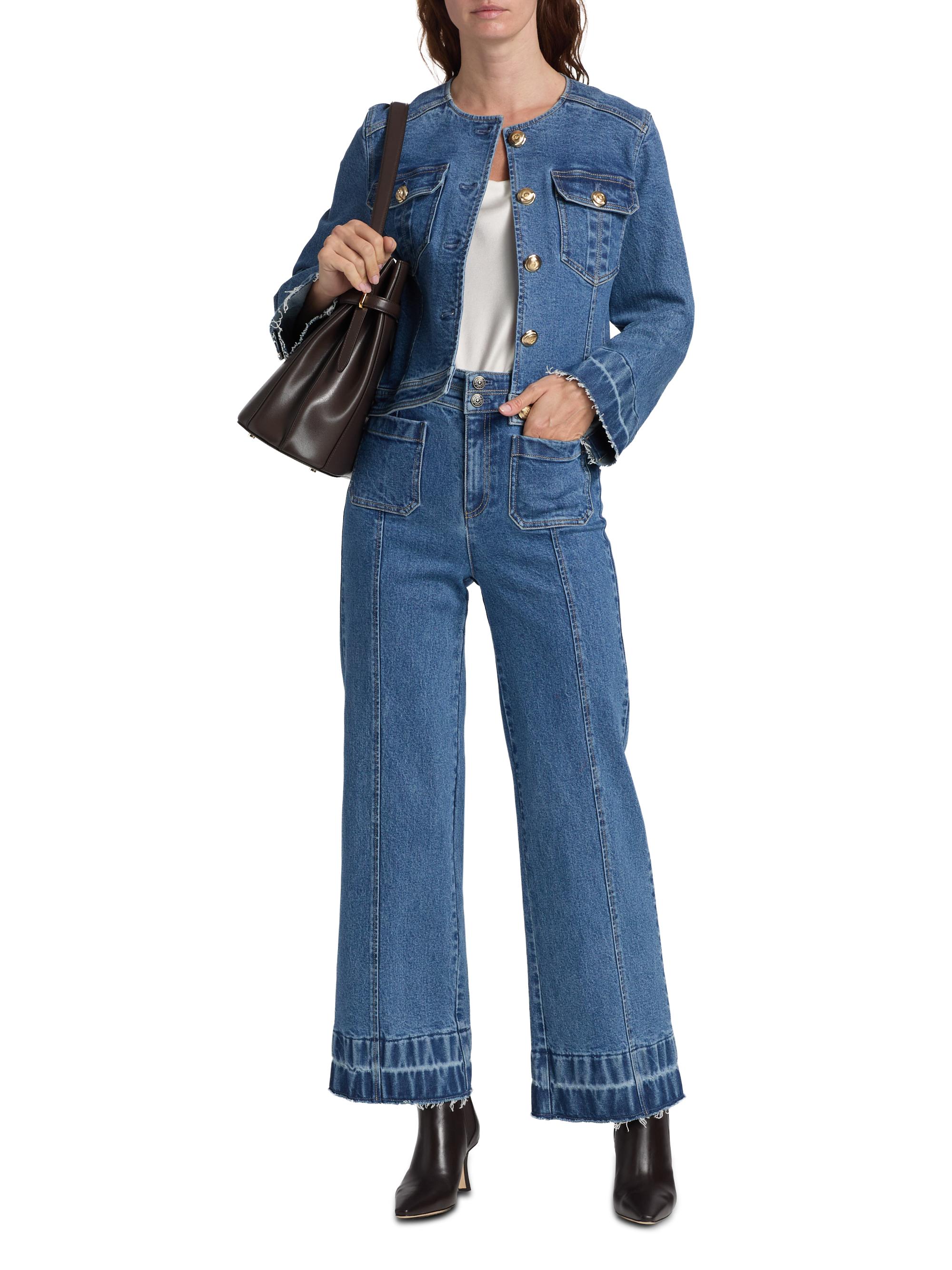 Cinq à Sept Travis Collarless Denim Jacket | Saks Fifth Avenue
