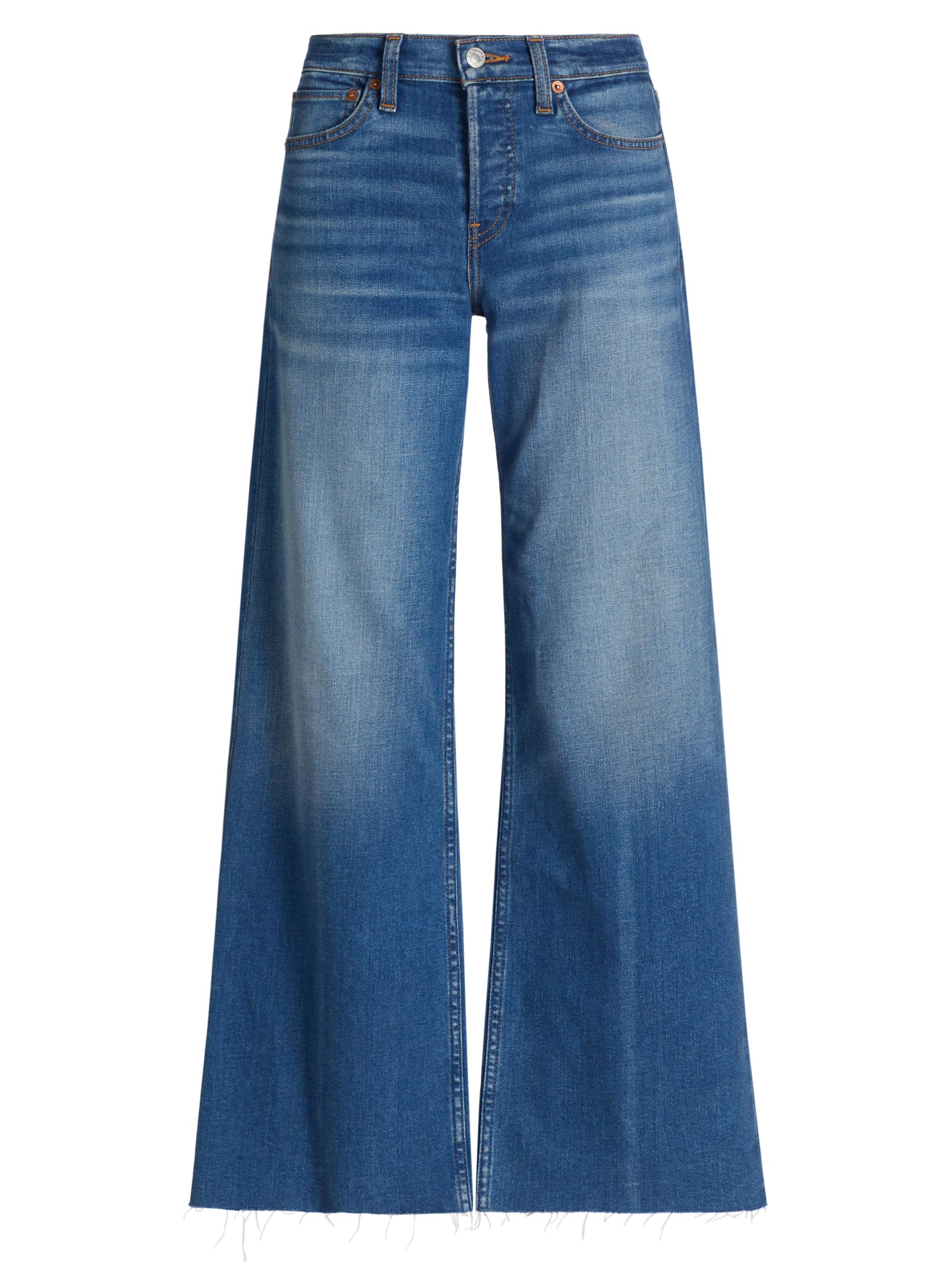 Re/done Women's Mid-Rise Wide-Leg Crop Jeans - Viper Blue
