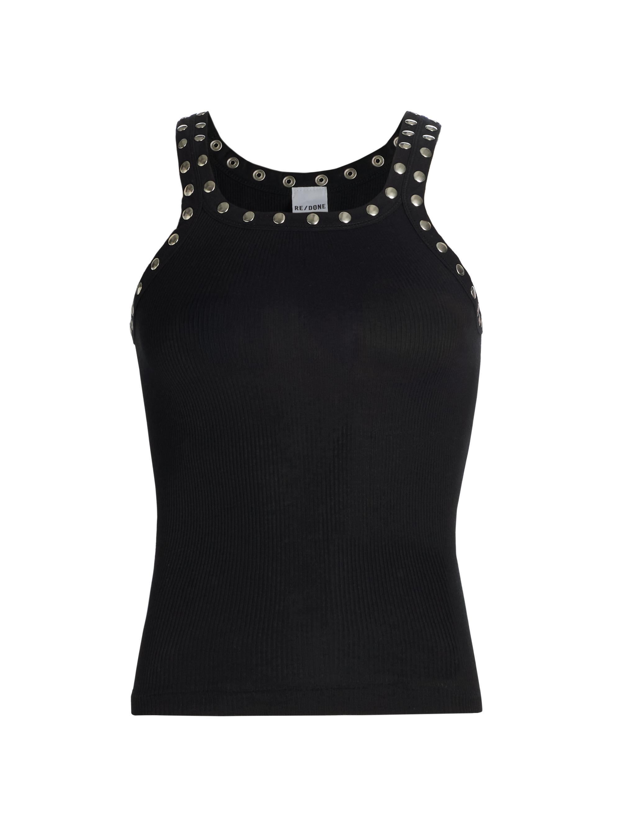 Re/done Women's Studded Rib Tank Top - Black