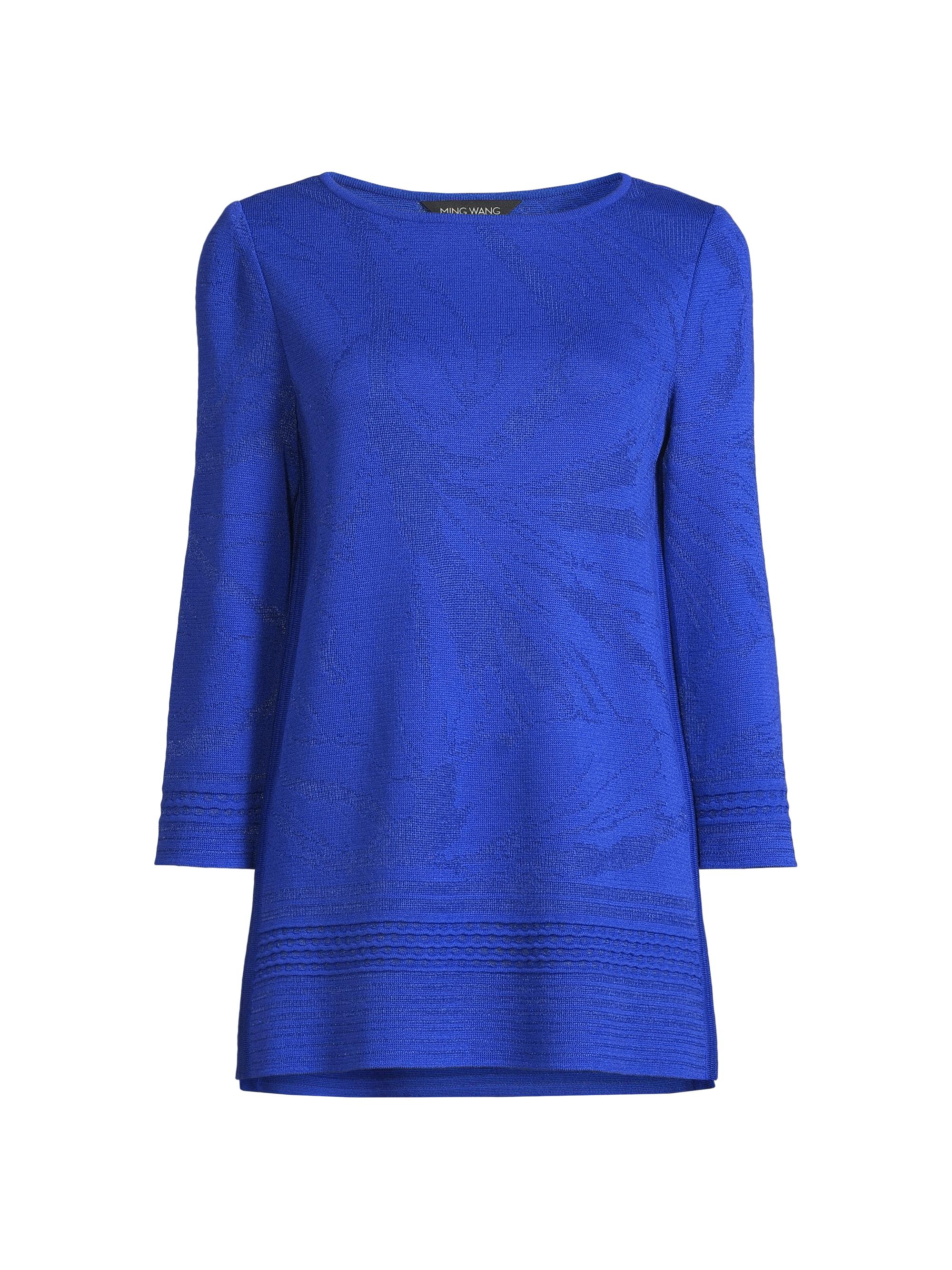 Ming Wang Women's Signature Jacquard Soft Knit Tunic - Sapphire Sea