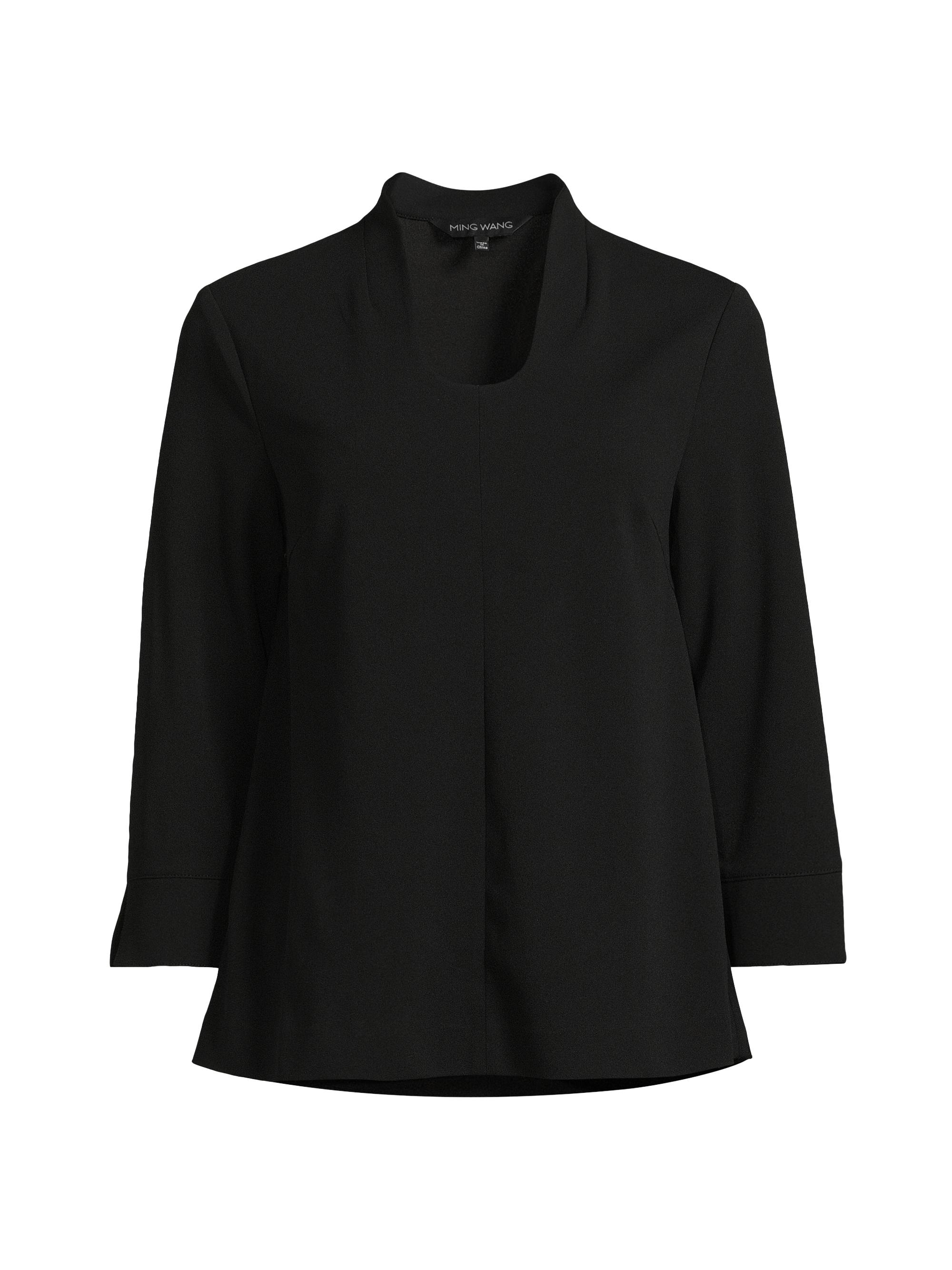 Ming Wang Women's Deco Crepe Blouse - Black