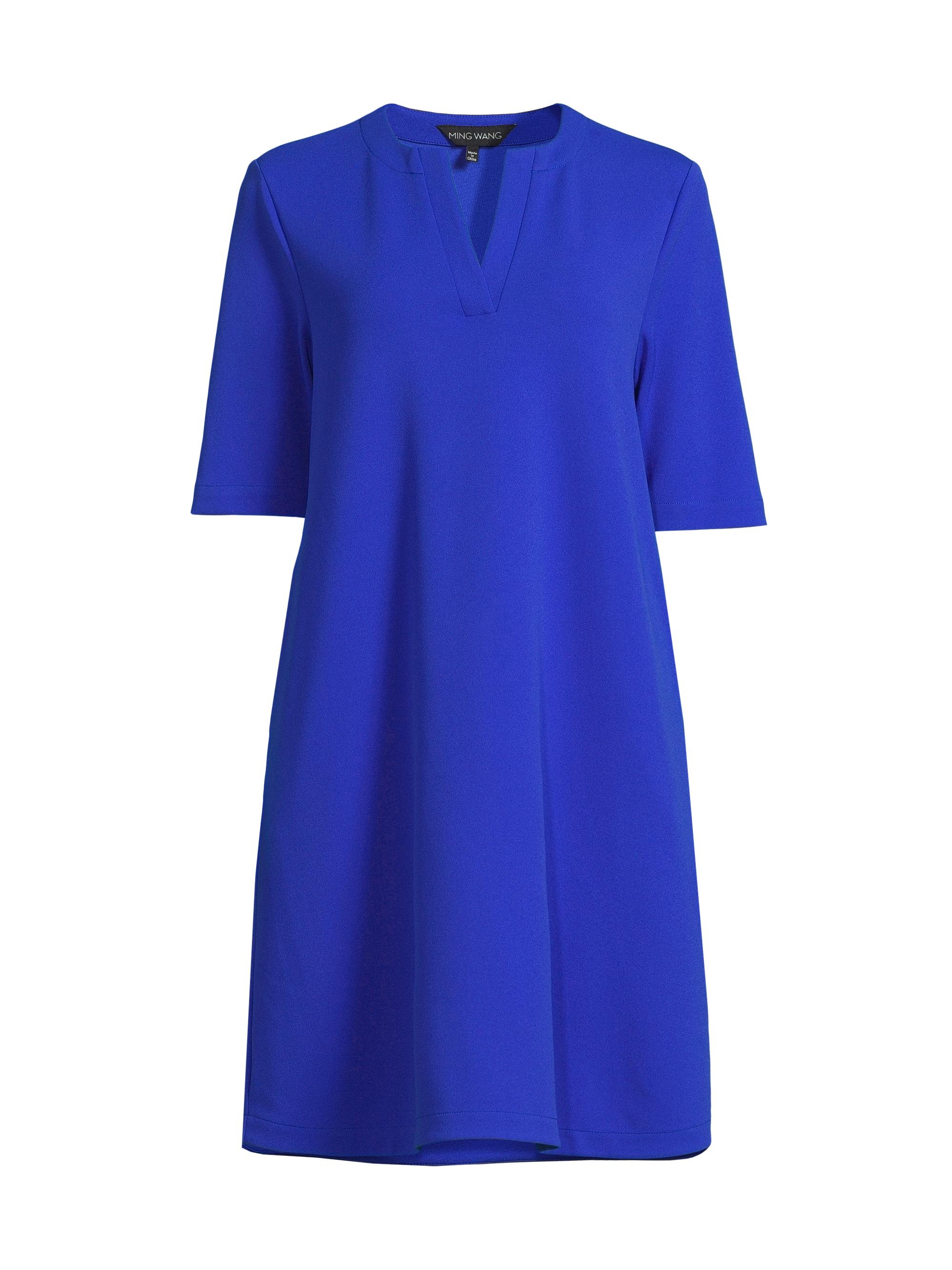 Ming Wang Women's Stretch Deco Crepe A-Line Dress - Saphire Sea