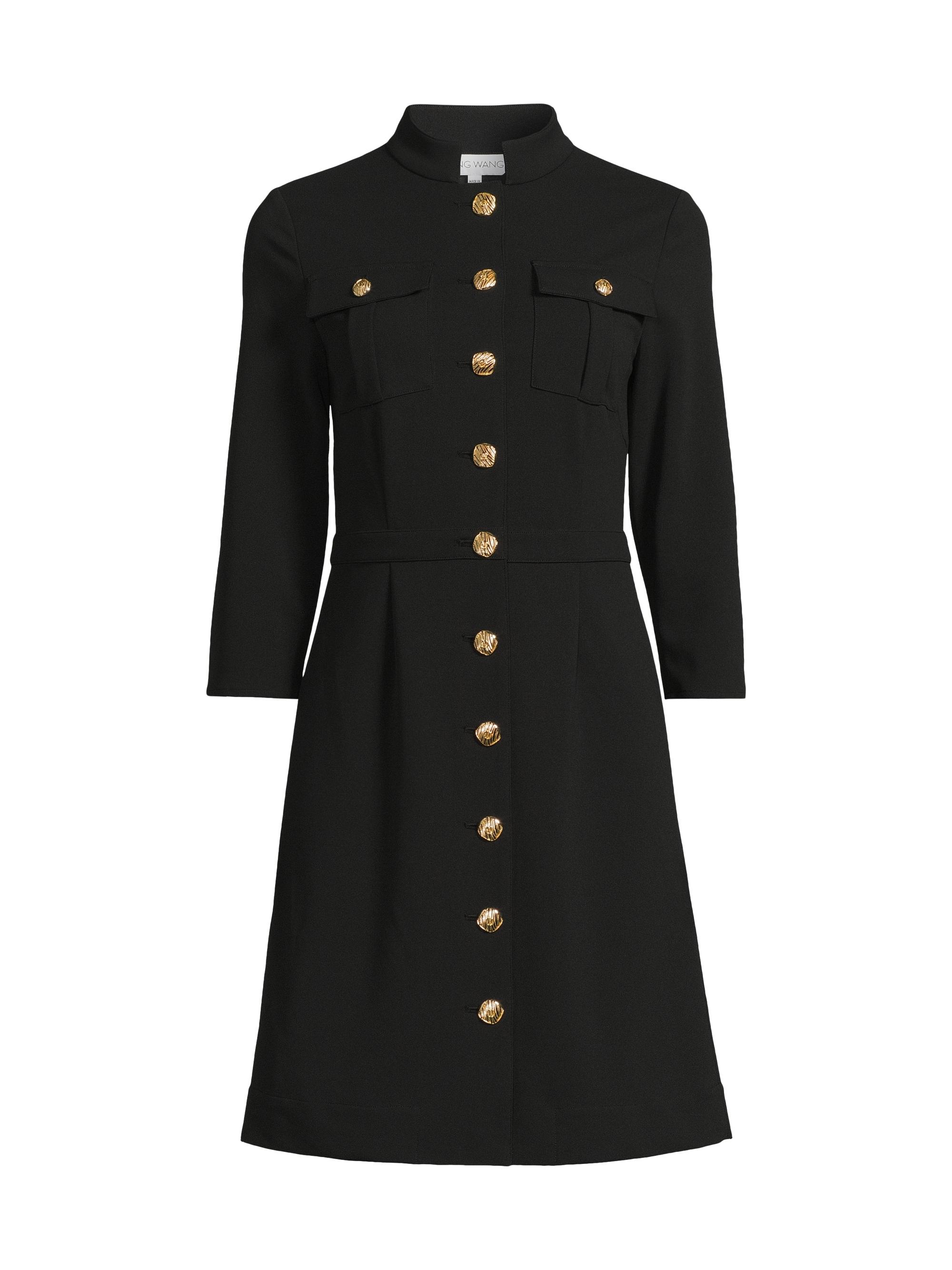 Ming Wang Women's Stretch Deco Crepe Utility Sheath Dress - Black