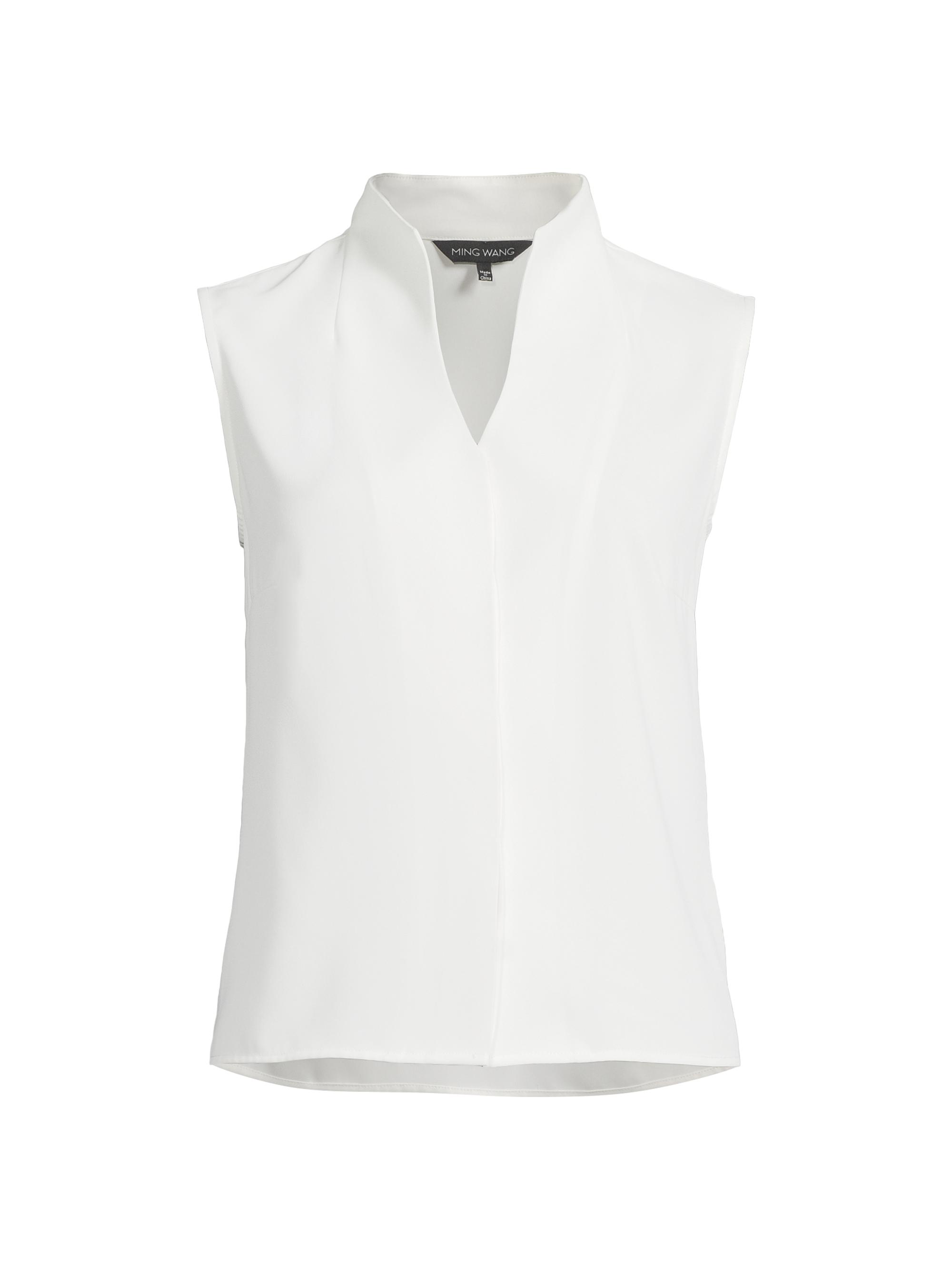 Ming Wang Women's Crepe Sleeveless Top - White