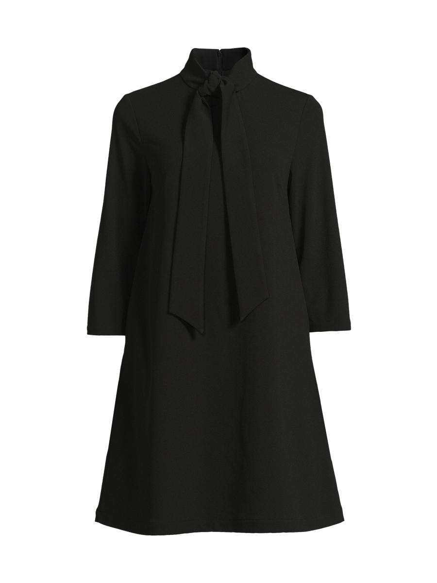 Ming Wang Women's  X Tanya Foster Tie-neck Deco Stretch-crepe Tent Dress In Black