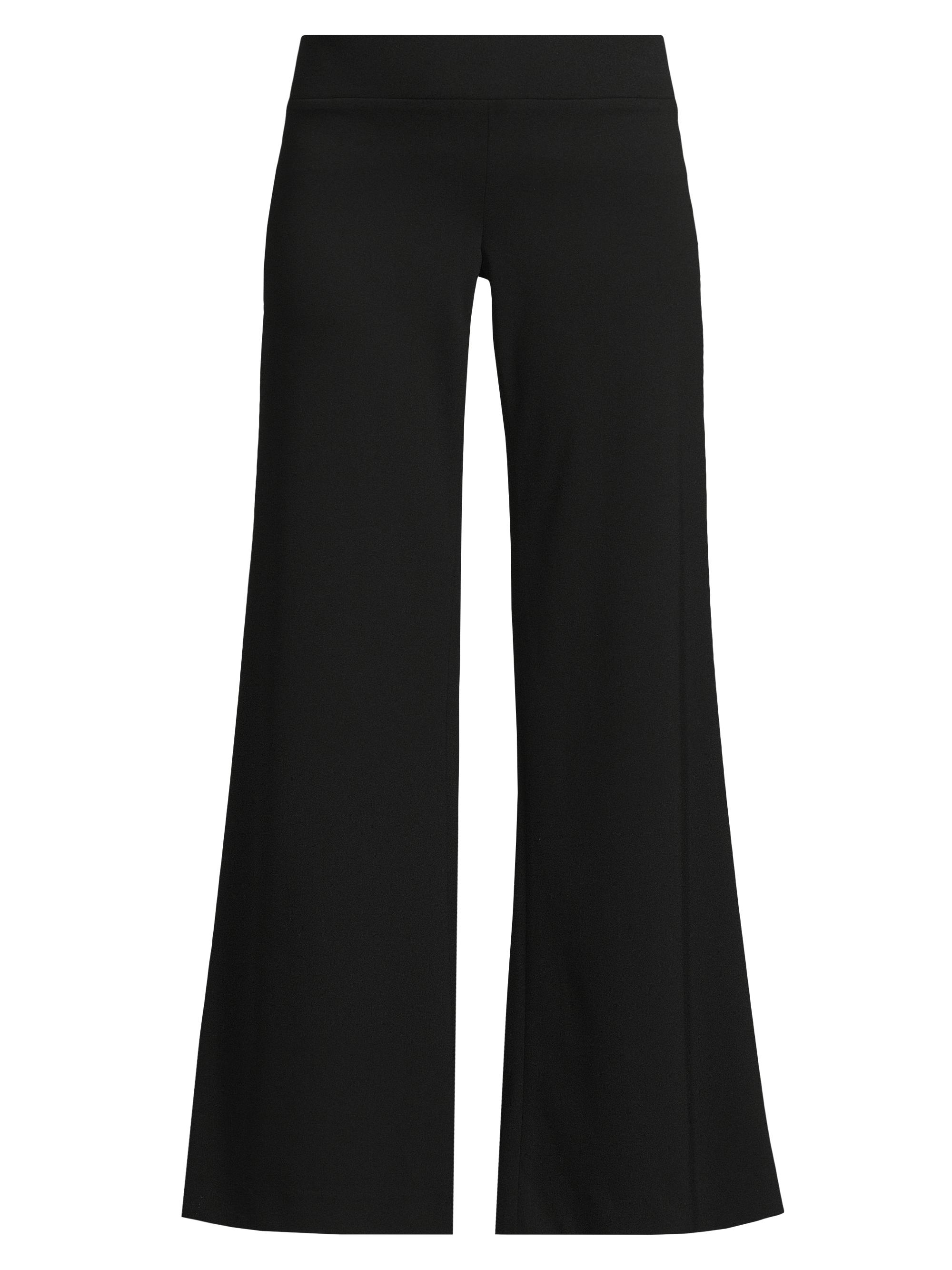 Ming Wang Women's Stretch Deco Crepe Wide-Leg Pants - Black