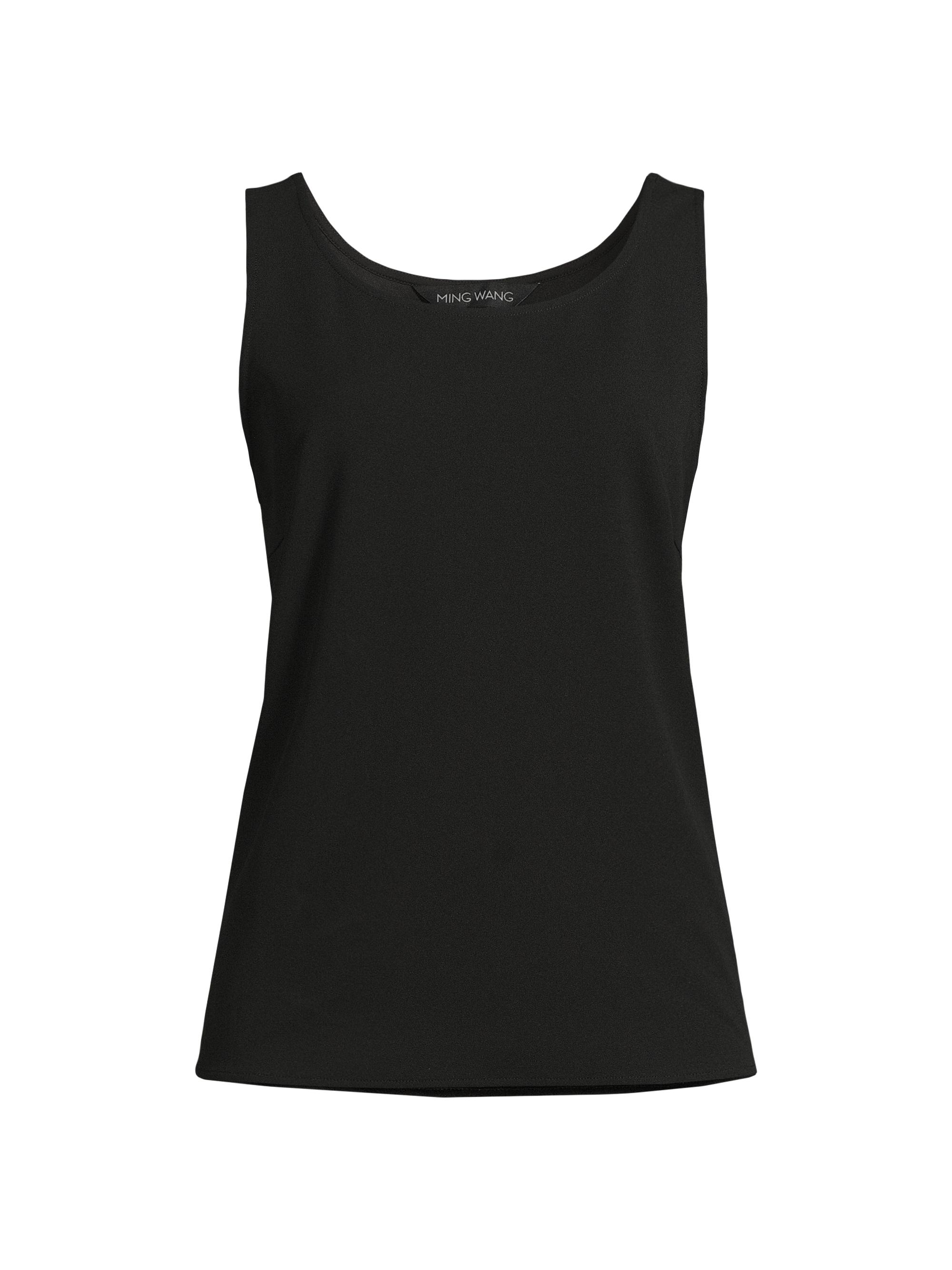 Ming Wang Women's Stretch Deco Crepe Scoopneck Tank - Black