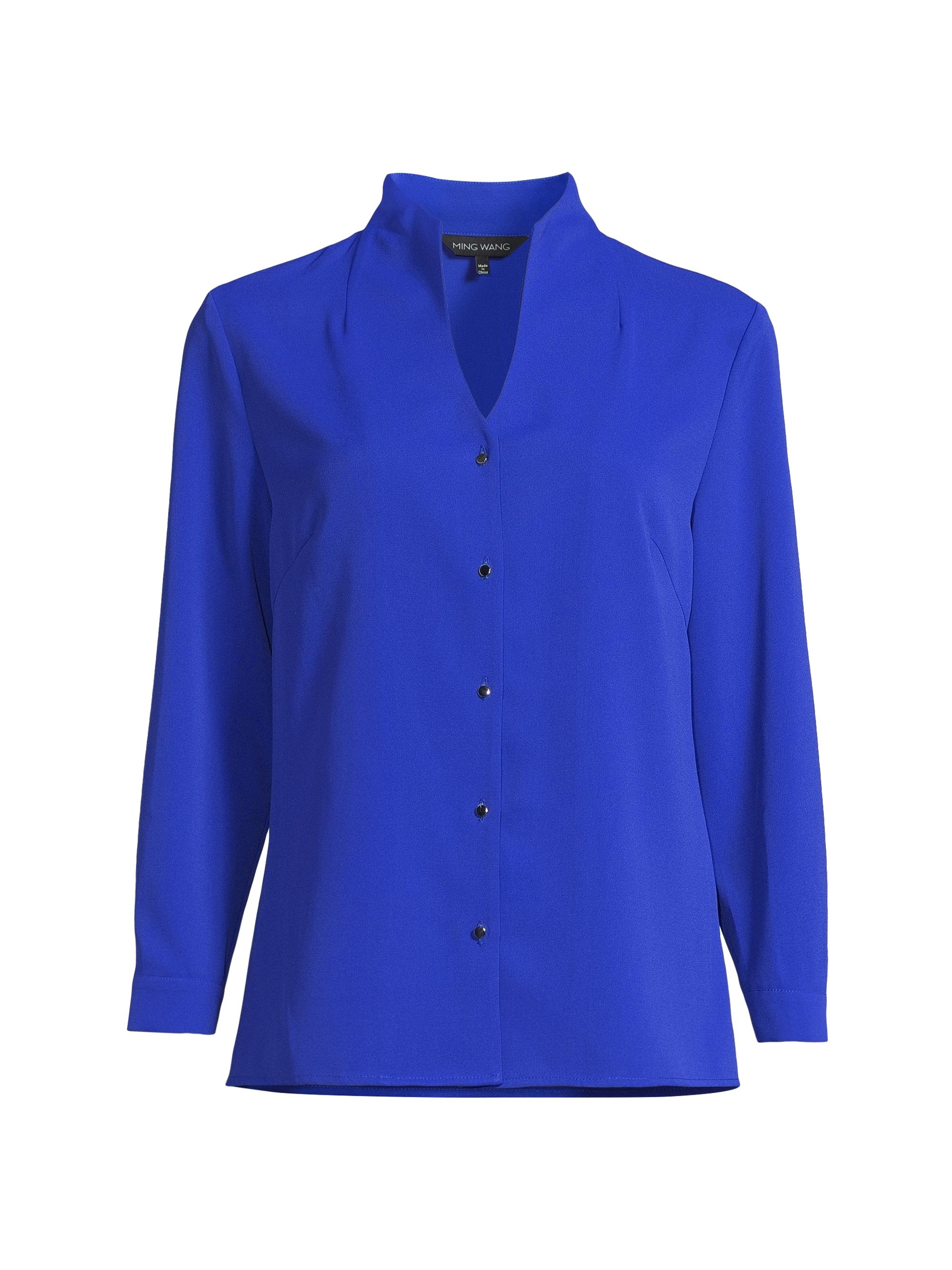 Ming Wang Women's Crepe de Chine Blouse - Sapphire Sea