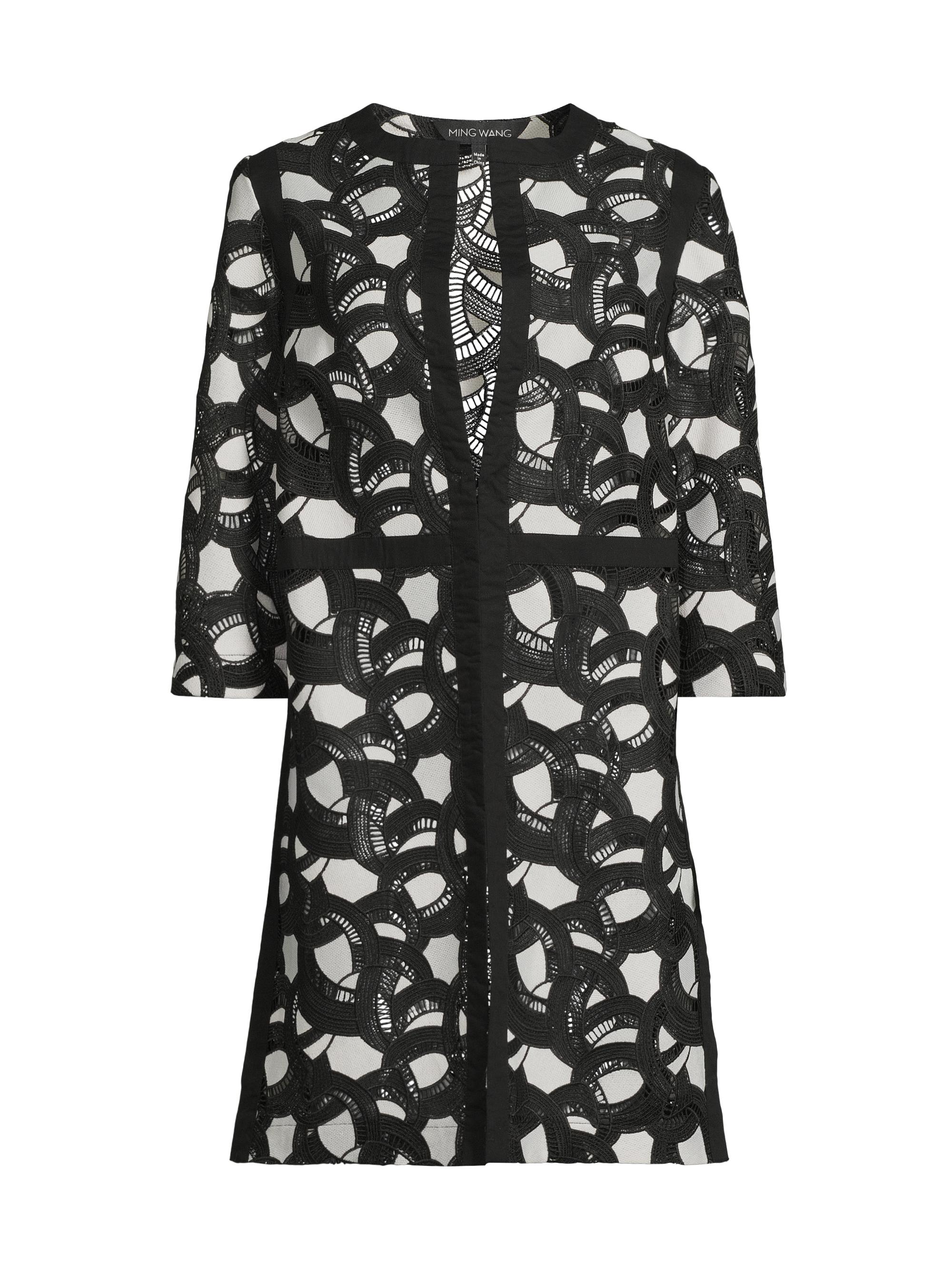 Ming Wang Women's Two-Tone Lace Jacket - Black White