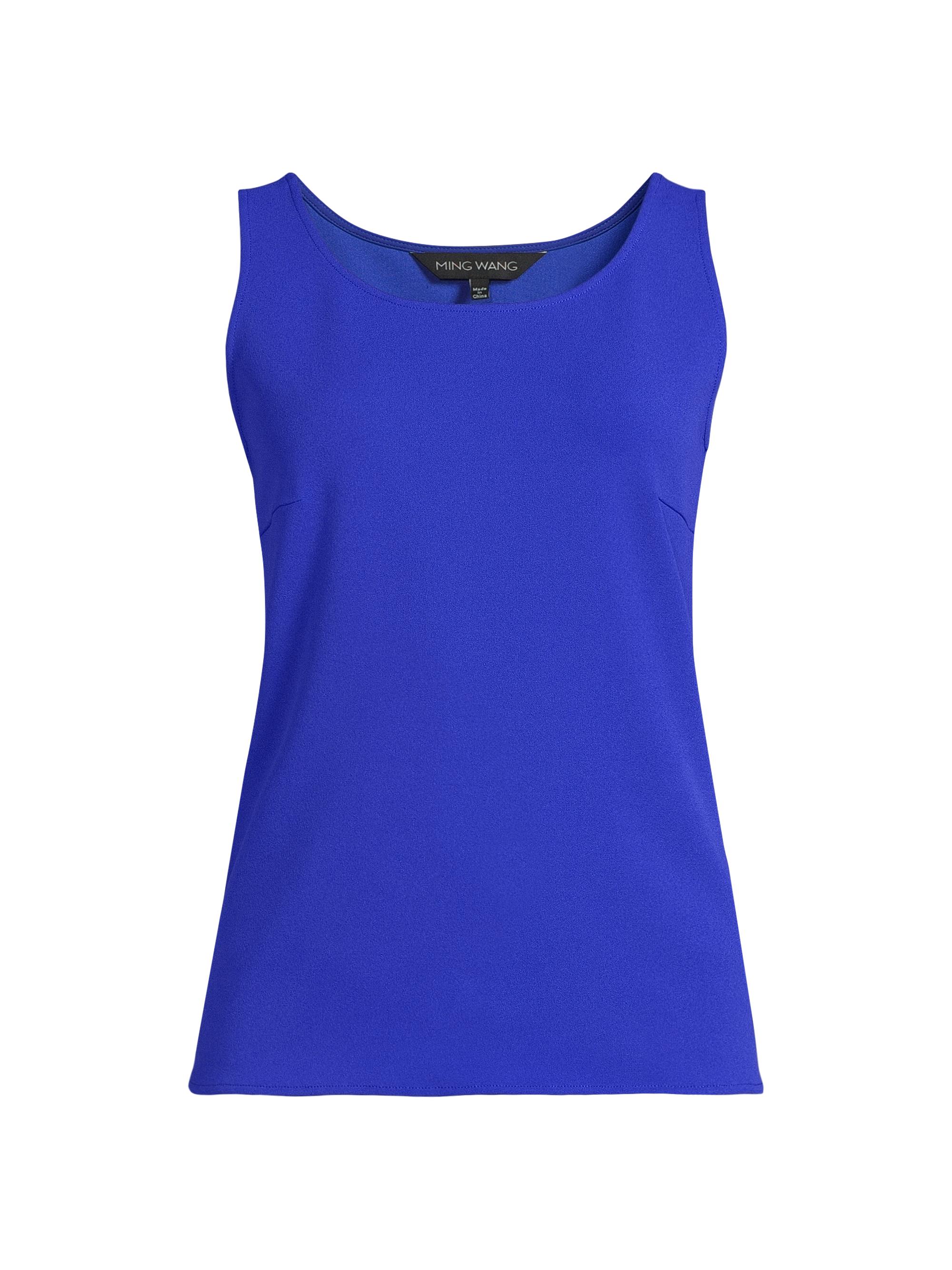 Ming Wang Women's  x Tanya Foster Deco Scoopneck Stretch-Crepe Tank Top - Saphire Sea